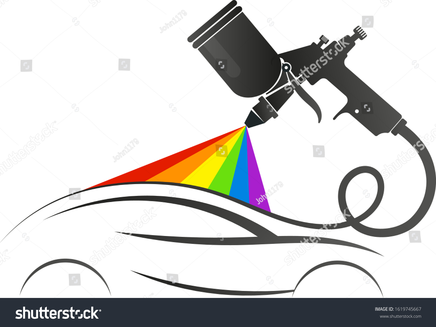 Spray Gun Painting Auto Service Business Stock Vector (Royalty Free ...