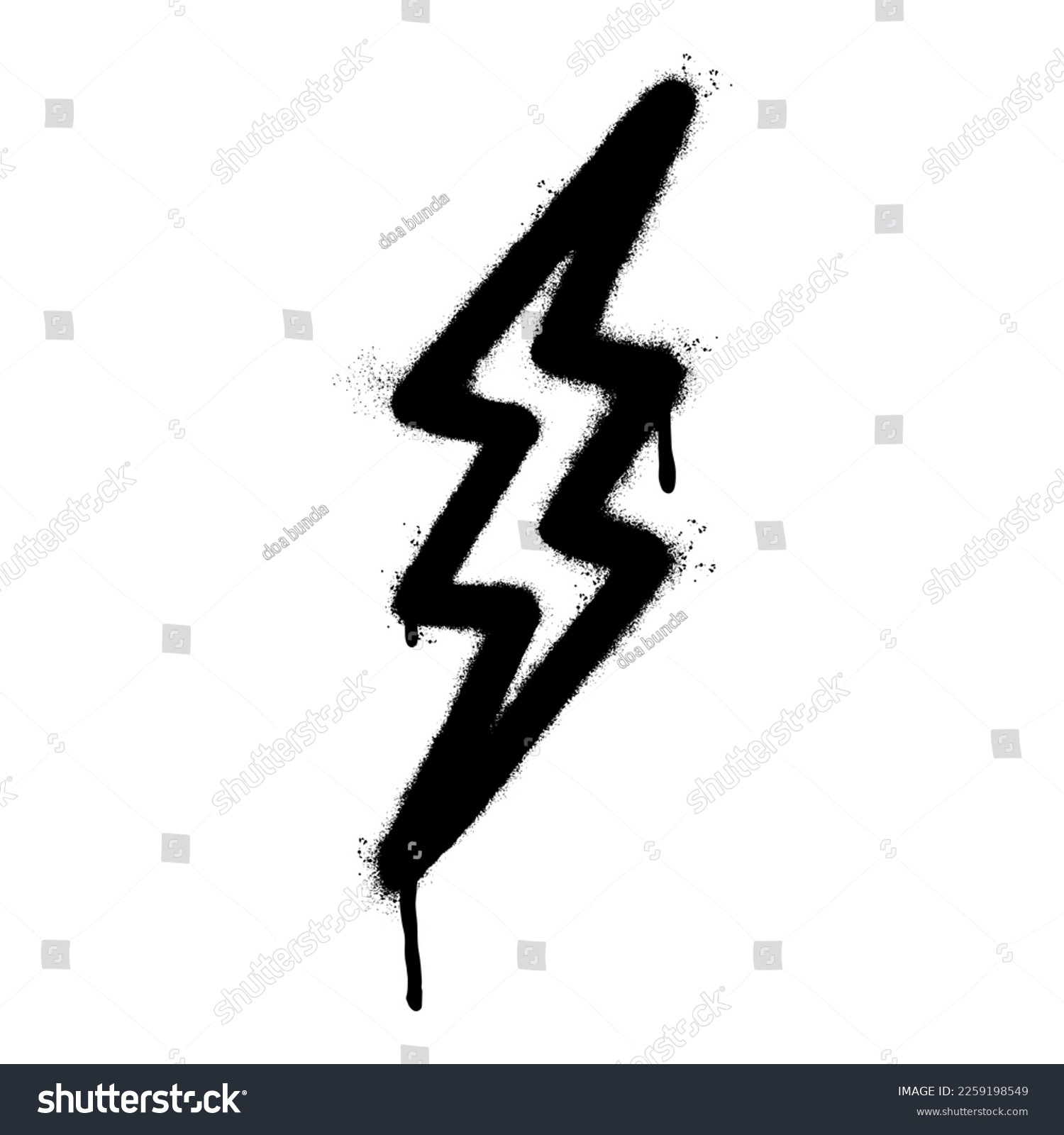 SVG of Spray Painted Graffiti electric lightning bolt symbol Sprayed isolated with a white background. graffiti electric lightning bolt icon with over spray in black over white.  svg