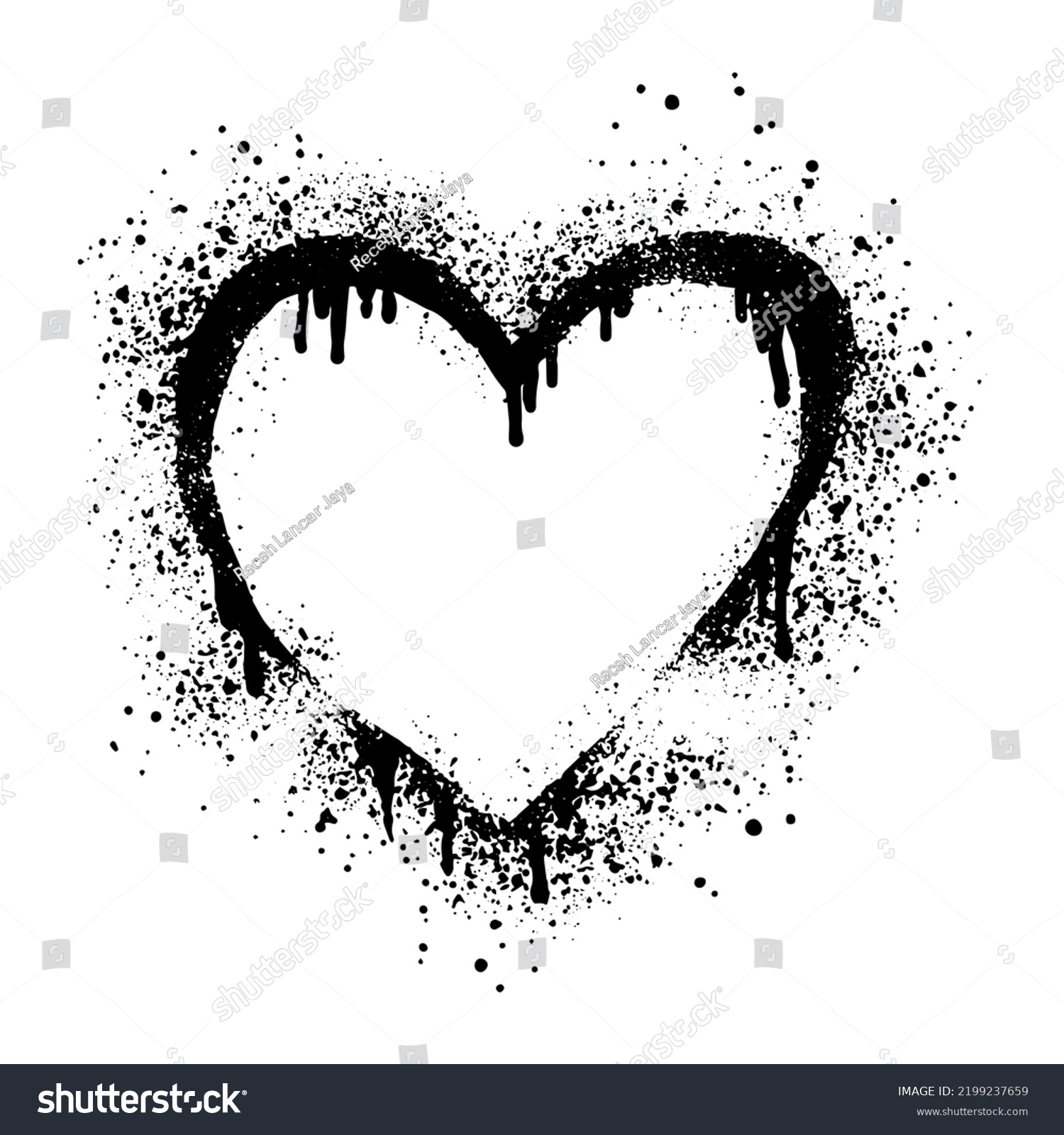 SVG of Spray painted graffiti heart sign in black over white. Love heart drip symbol. isolated on white background. vector illustration svg