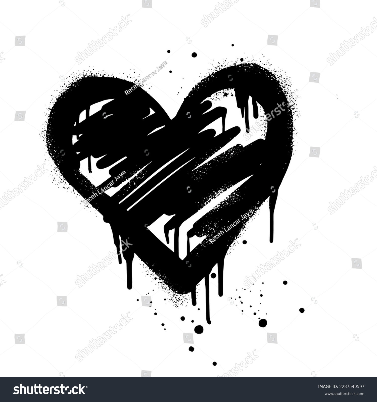 SVG of Spray painted graffiti heart sign in black over white. Love heart drip symbol. isolated on white background. vector illustration svg