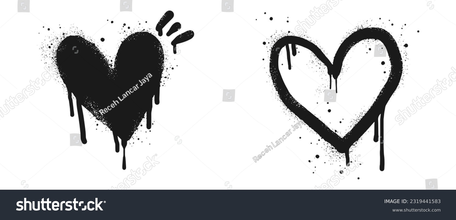 SVG of Spray painted graffiti heart sign in black over white. Love heart drip symbol.  isolated on white background. vector illustration svg