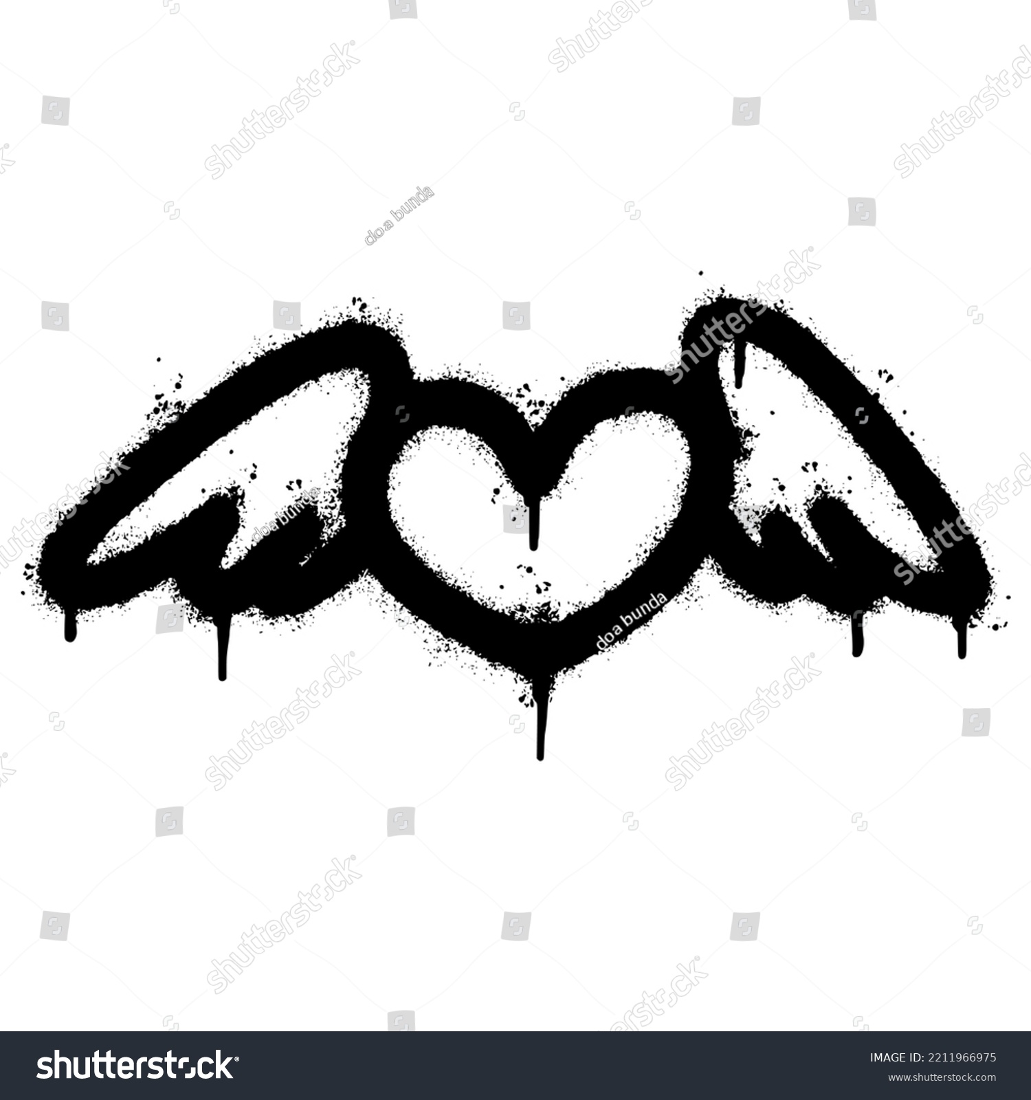 SVG of Spray Painted Graffiti heart wings icon Sprayed isolated with a white background. graffiti love wings  symbol with over spray in black over white. Vector illustration. svg