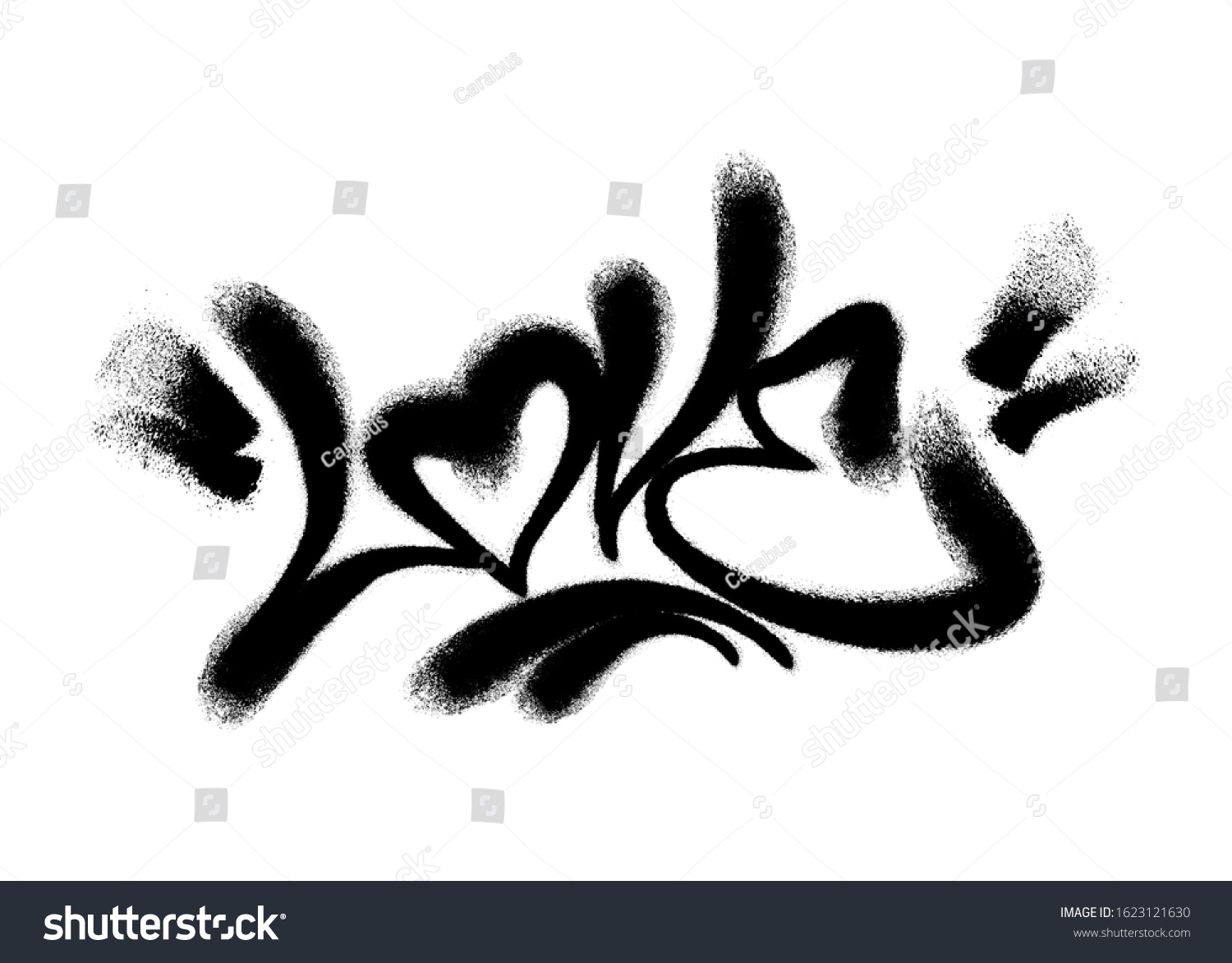 SVG of Sprayed love font graffiti with overspray in black over white. Vector illustration. svg