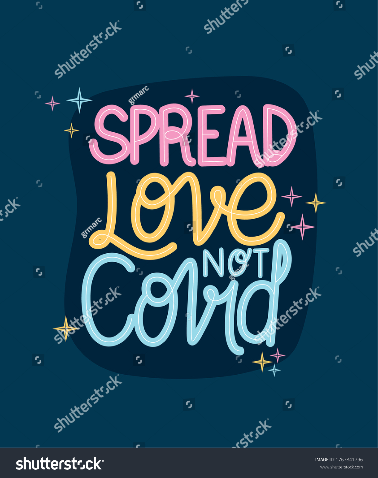 Spread Love Not Covid Lettering Design Stock Vector Royalty Free