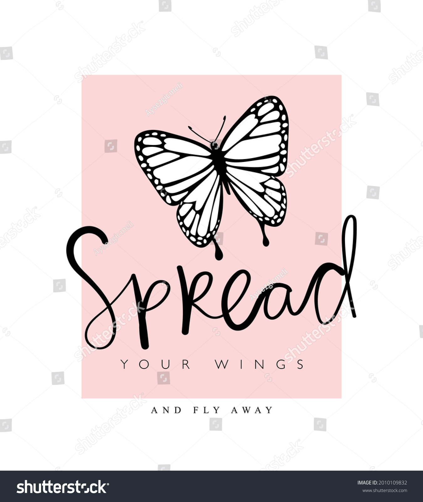 Spread Your Wings Inspirational Quote Slogan Stock Vector (Royalty Free ...