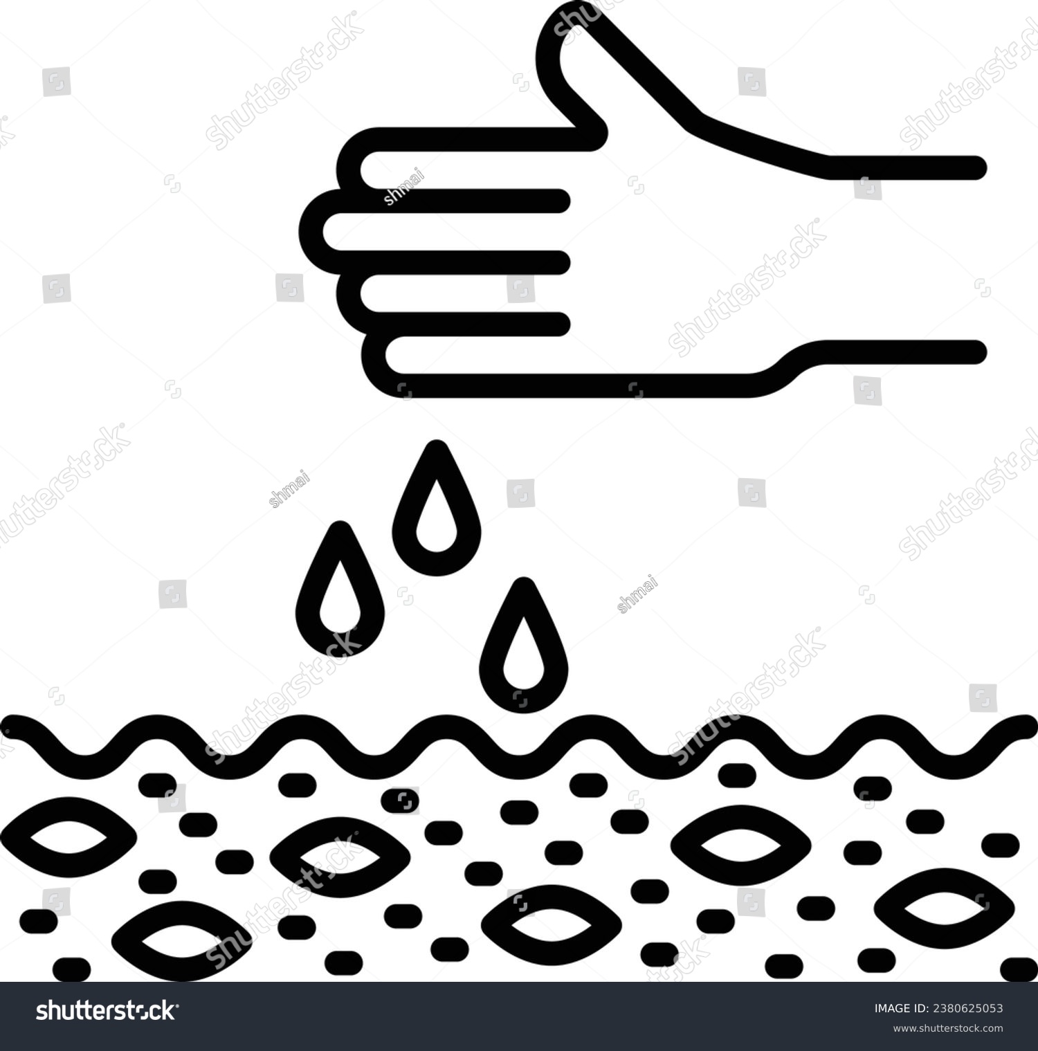SVG of Spreading the Grass Seed vector outline icon design, Lawn and Gardening symbol, Farm and Plant sign, agriculture and horticulture equipment stock illustration, Seeding by Hand concept svg