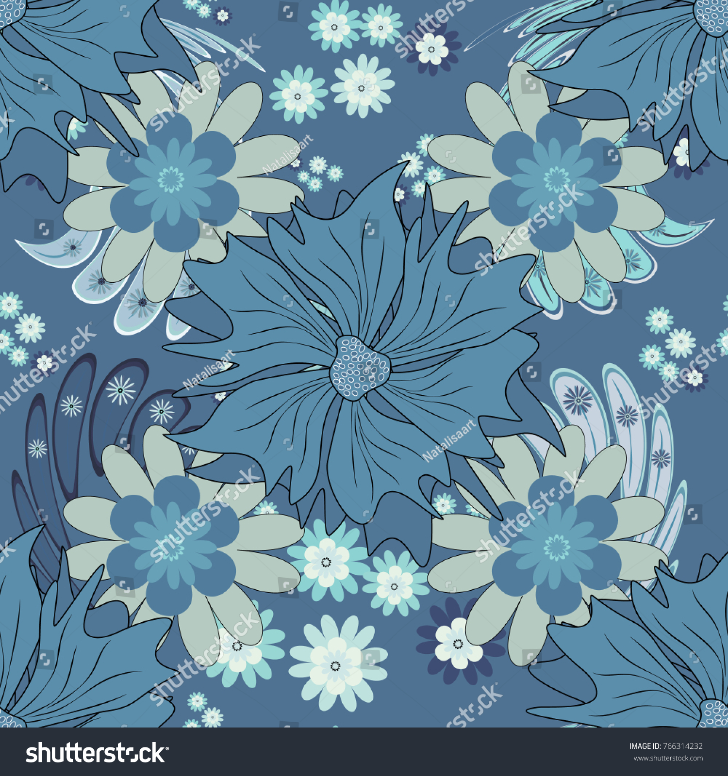 Spring And Summer Vintage Floral Background In Red Blue Black Colors Beautiful Vector Spring And Summer Vintage Floral Background In Red Blue Black Colors Beautiful Vector