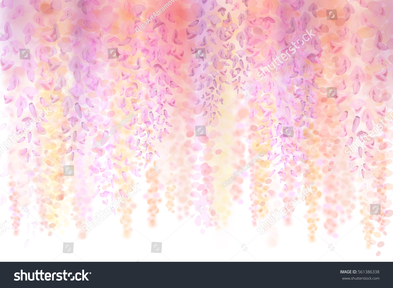 SVG of Spring background with blooming wisteria. Gentle watercolor spring flowers on a white background. Can be used for wallpaper, wedding invitations, greeting cards for birthday, valentine's day. svg