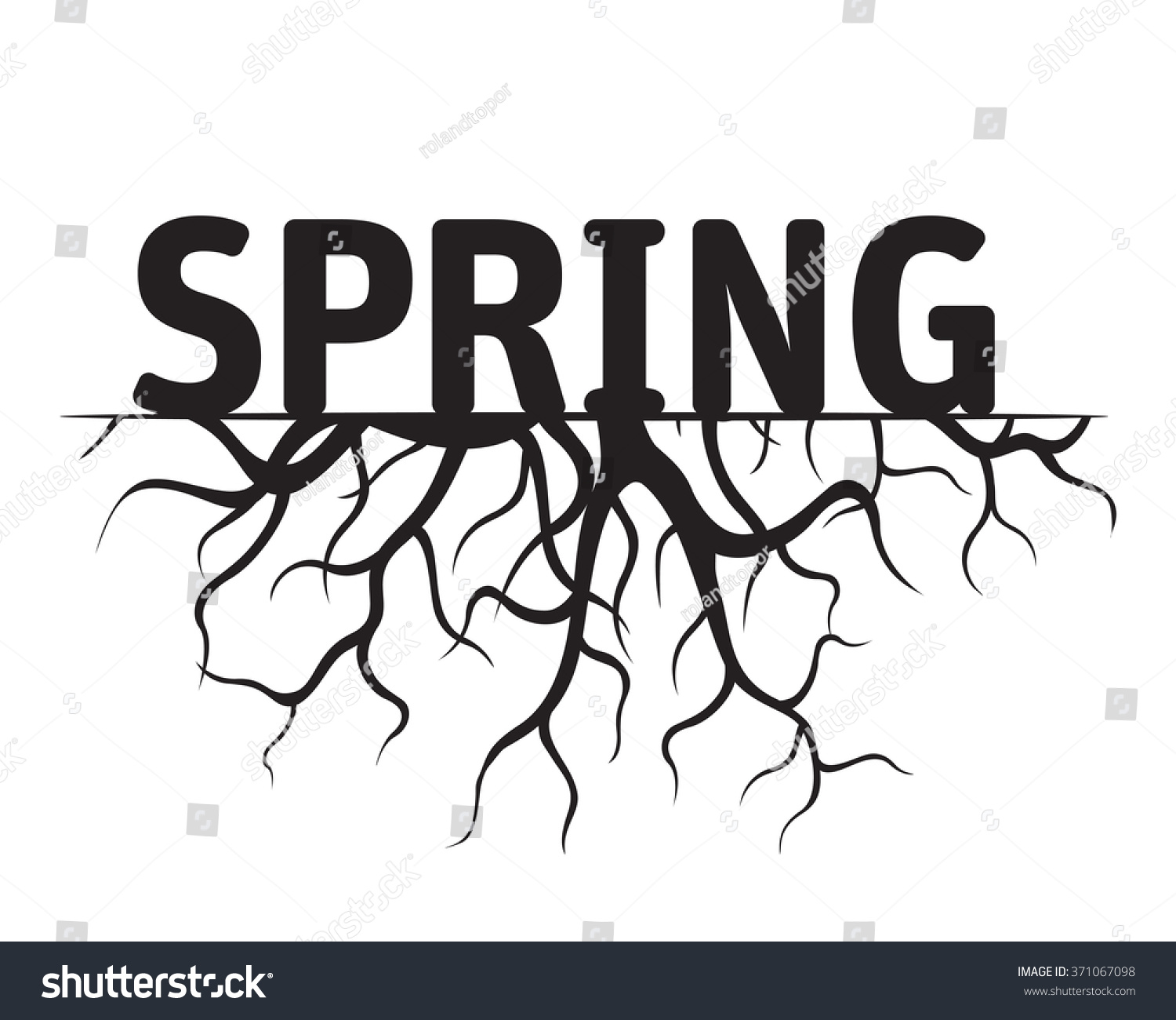 SPRING Black Vector Illustration Stock Vector (Royalty Free) 371067098