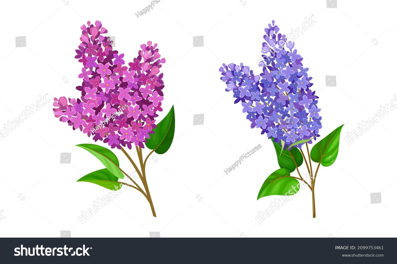 SVG of Spring blooming tree branches set. Lilac twigs vector illustration svg