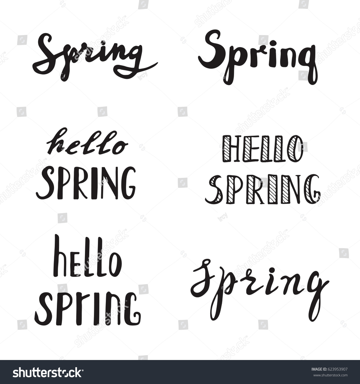 Spring Calligraphy Lettering Spring Quotes Handwritten Stock Vector ...
