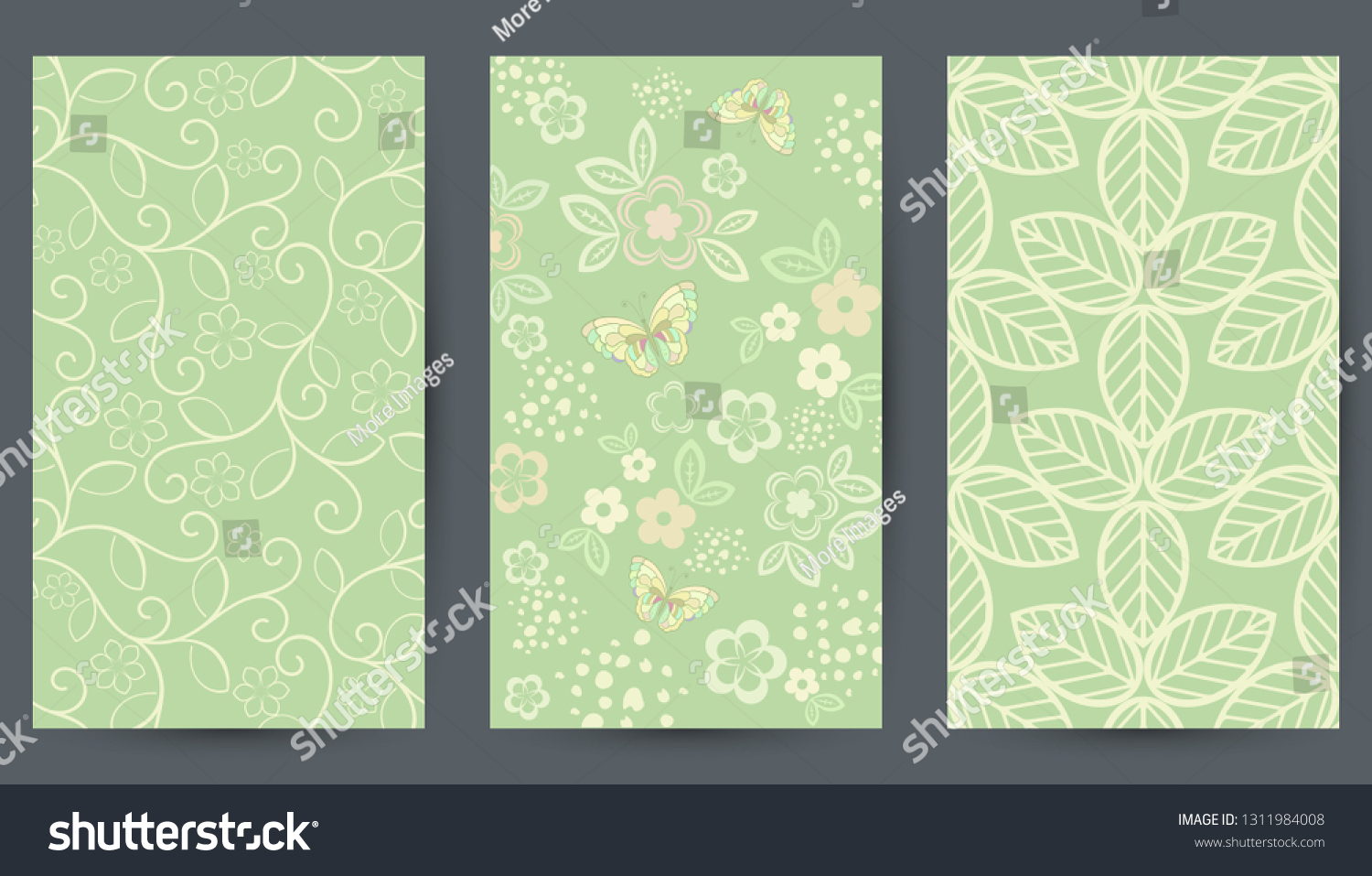 Spring Card Designs Set Floral Patterns Stock Vector (Royalty Free ...