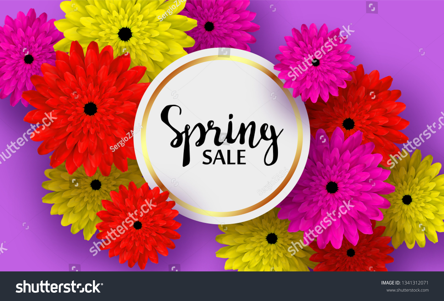 spring card flowers shadows discounts sales stock vector