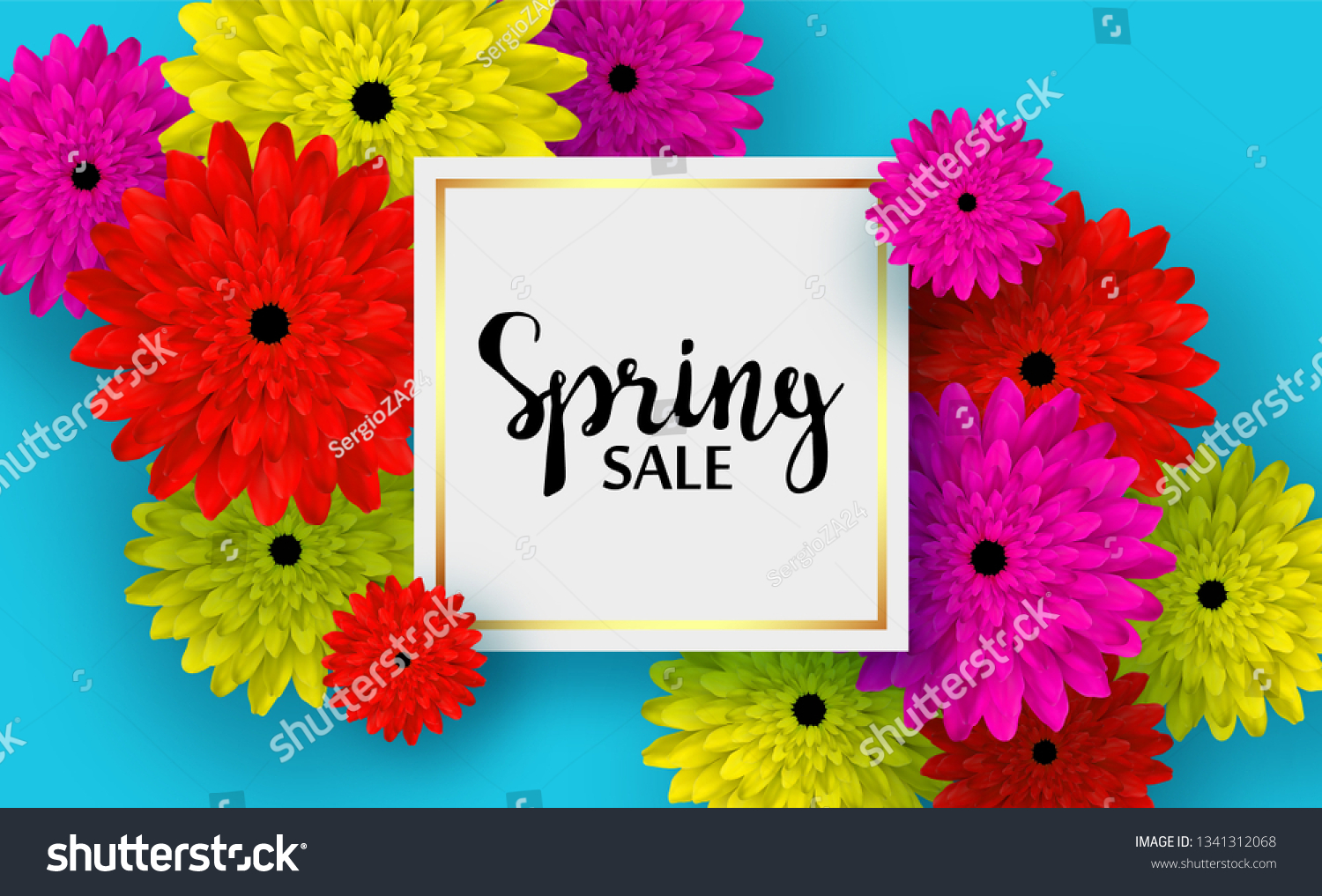 spring card flowers shadows discounts sales stock vector