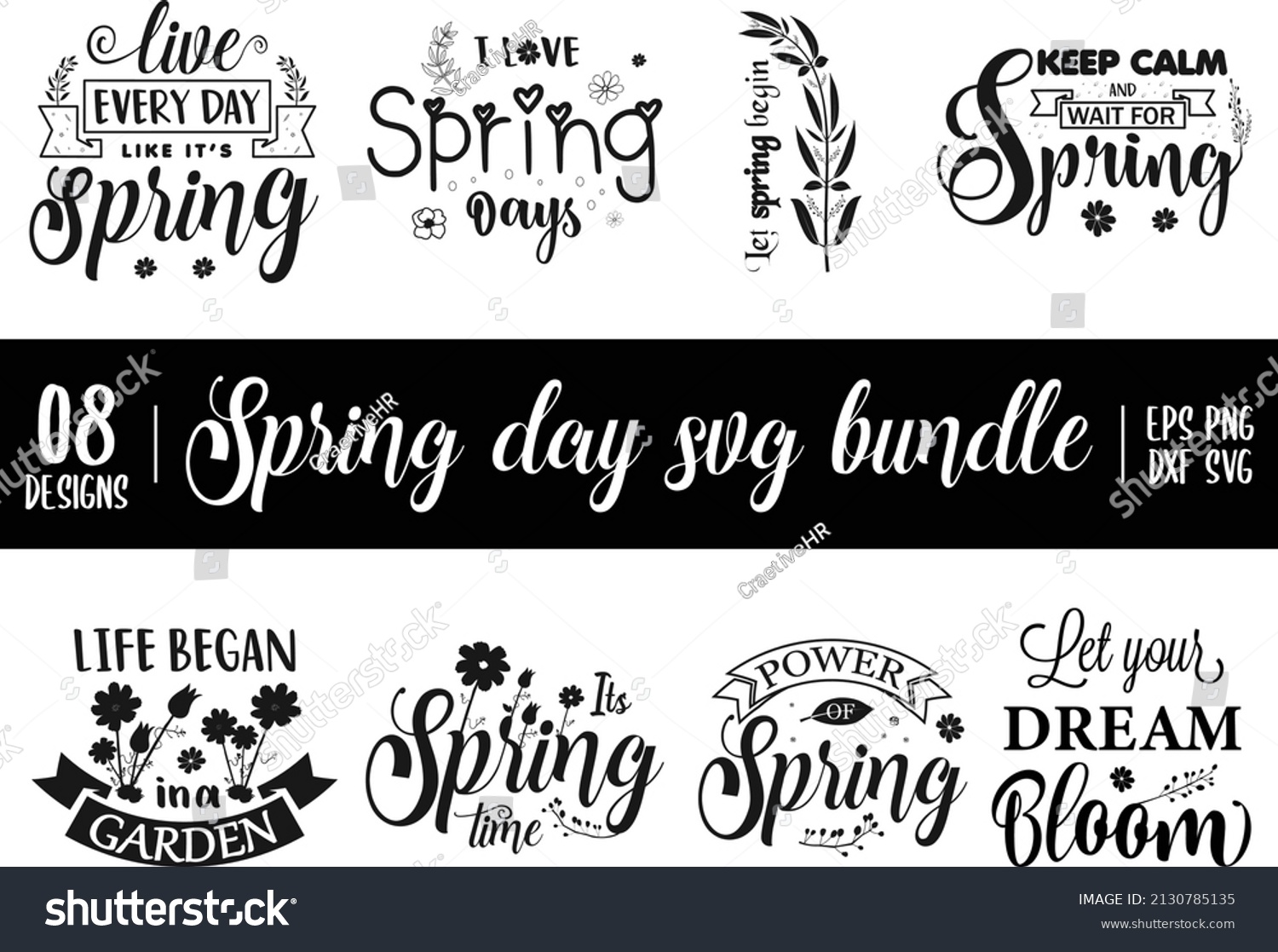 SVG of Spring Day Svg Bundle, Spring Day Svg Design calligraphy Lettering quote illustration vector svg