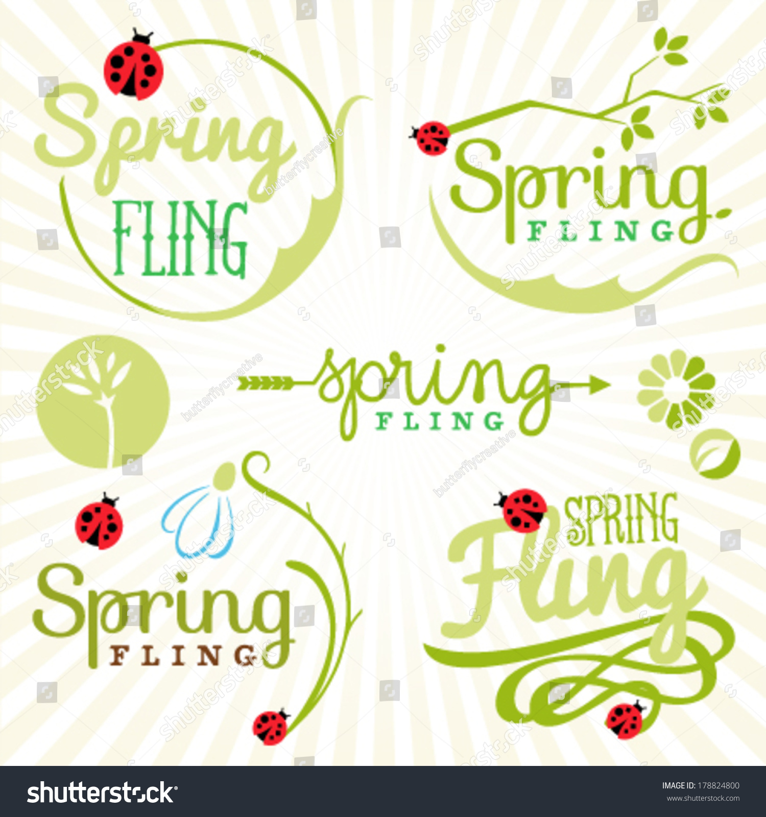 Spring Design Elements Labels Badges Stock Vector (Royalty Free) 178824800