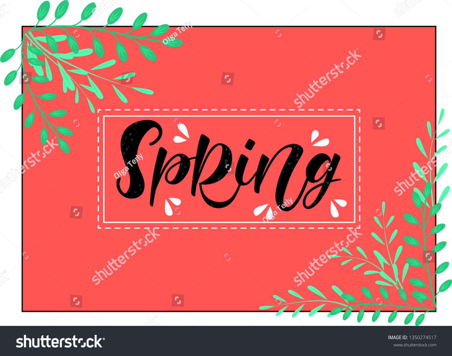 Springinspirational Quote Lettering Design Floral Leaves Stock Vector Royalty Free 1350274517 4434