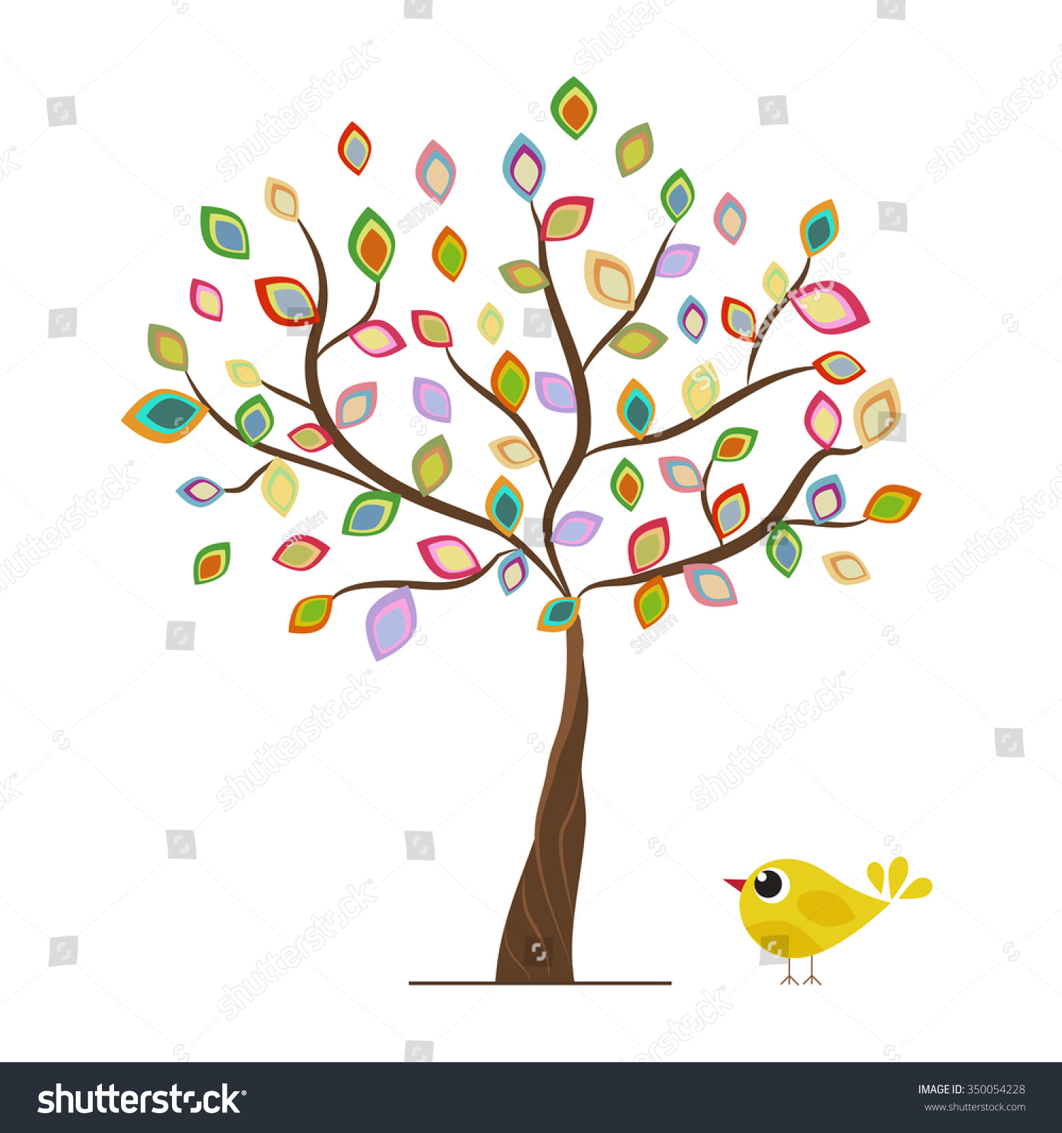 Spring Coming Abstract Colorful Tree Autumn Stock Vector ...