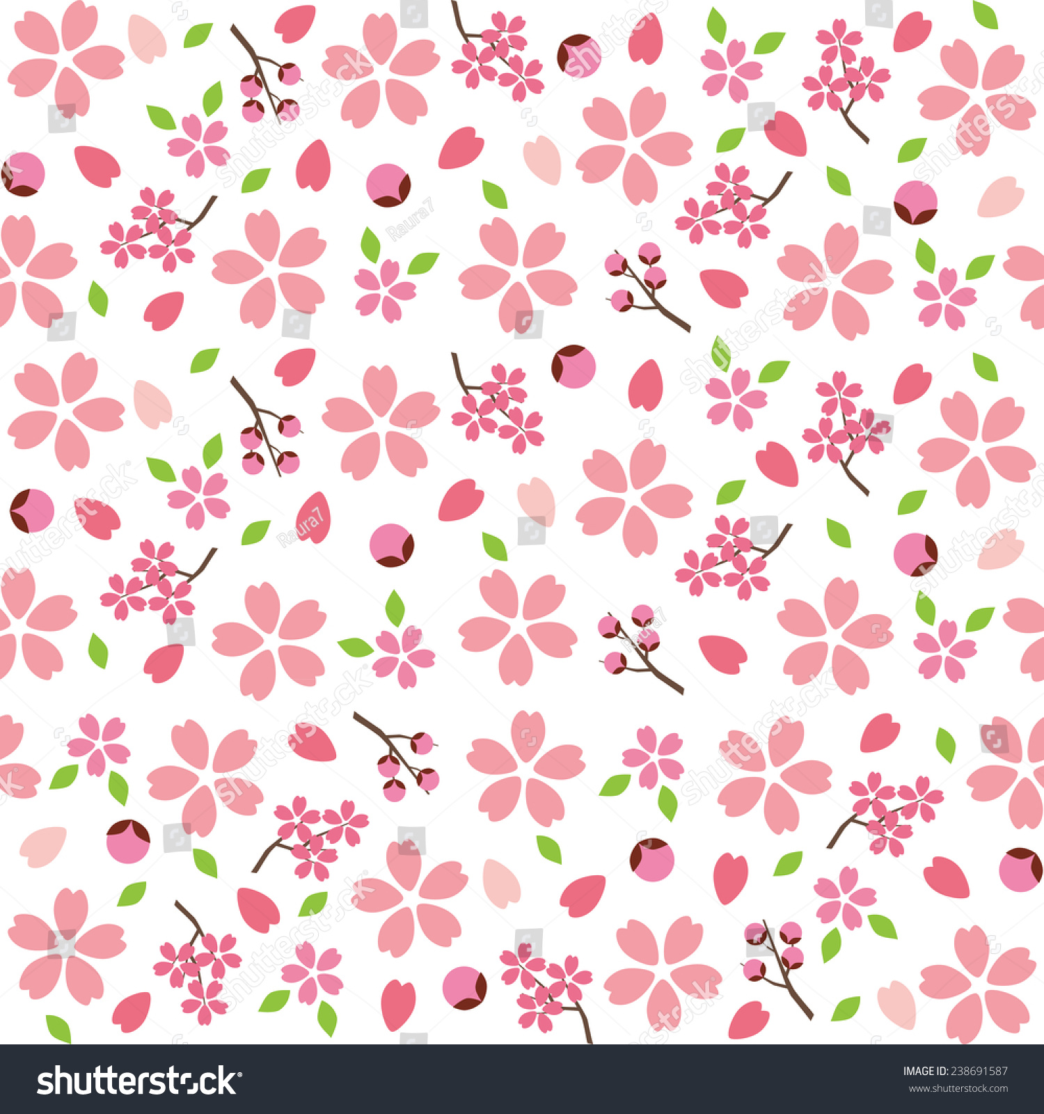 Spring Japanese Sakura Cherry Blossoms Pattern Stock Vector 238691587 ...