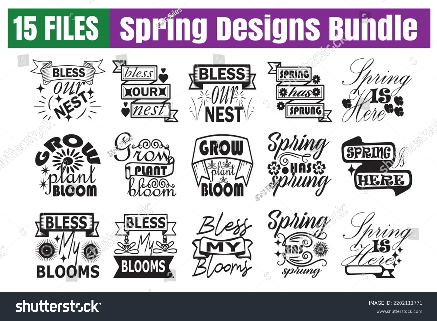 SVG of Spring Quotes svg Bundle. Quotes about Spring, Spring cut files Bundle of 15 svg eps Files for Cutting Machines Cameo Cricut, Spring Quotes svg