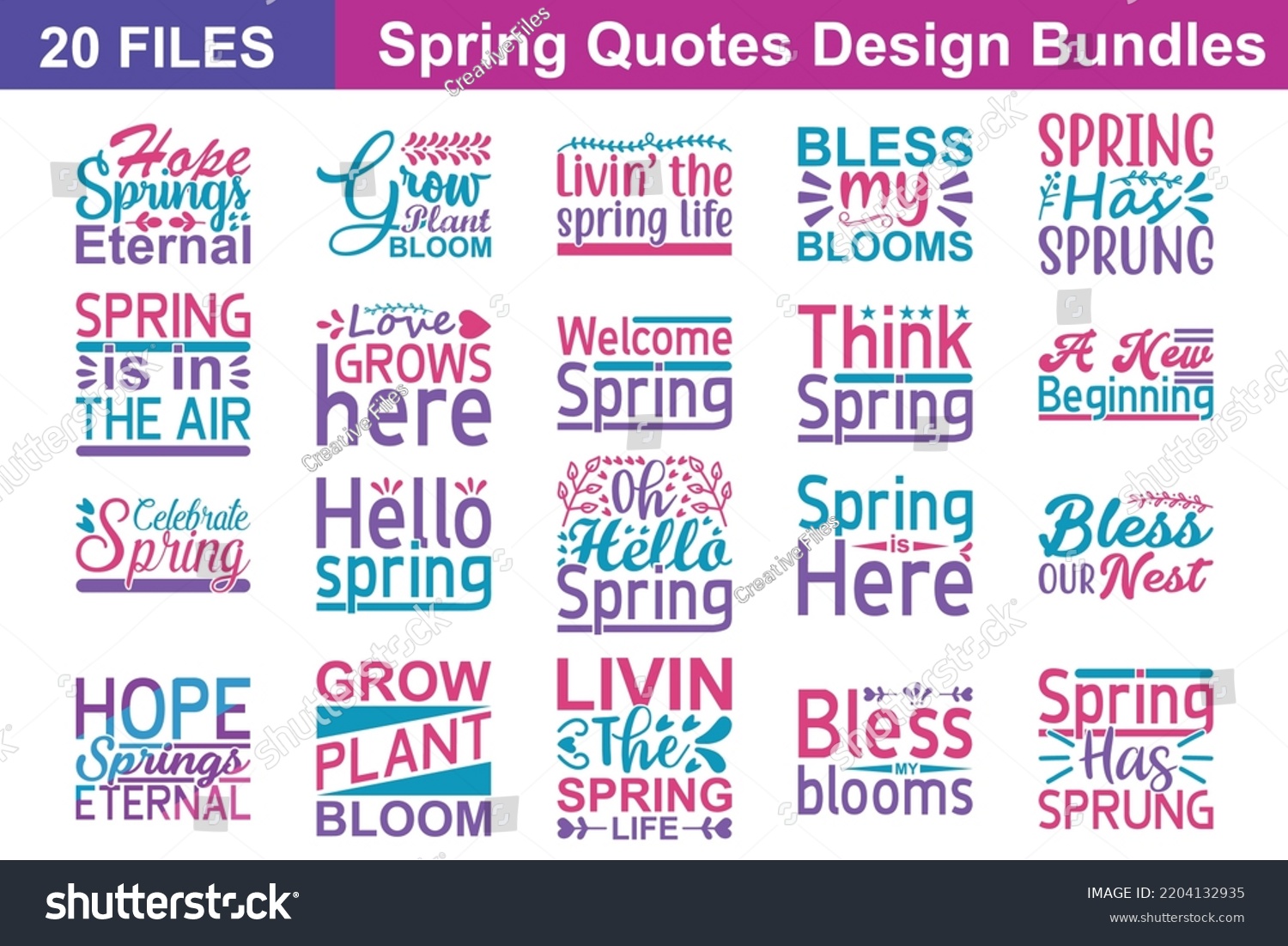 SVG of Spring Quotes svg Bundle. Quotes about Spring, Spring cut files Bundle of 20 svg eps Files for Cutting Machines Cameo Cricut, Spring Quotes svg