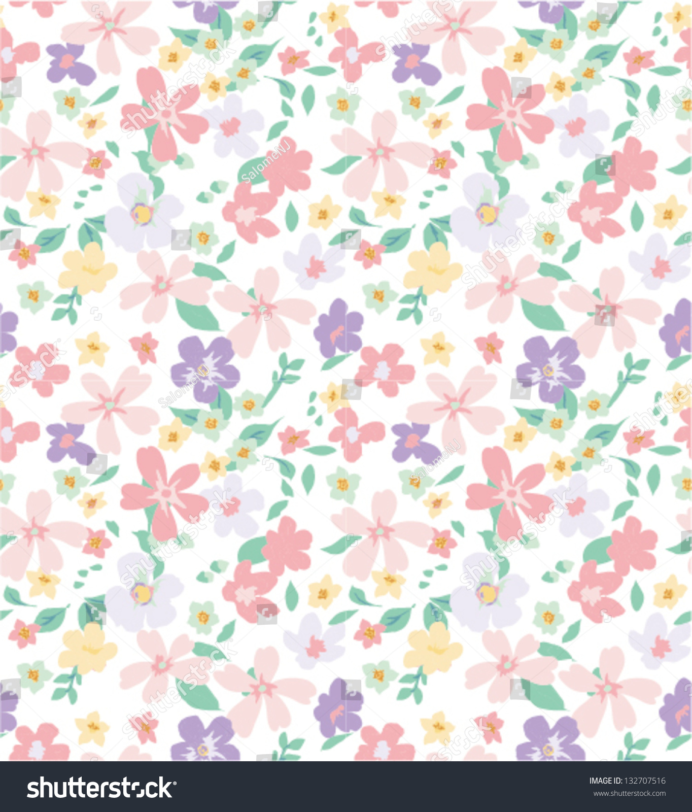 Spring Summer Pastels Tiny Bloom Flower Stock Vector 132707516 ...