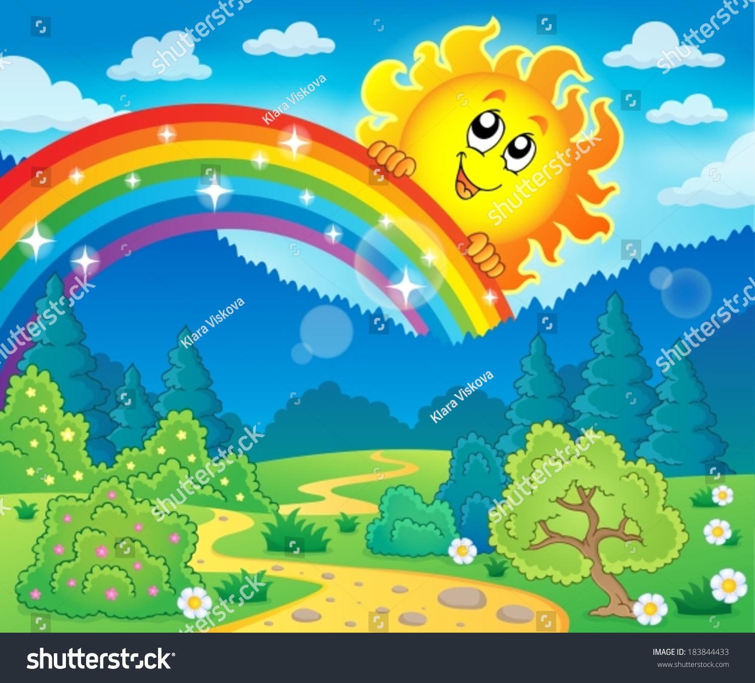 Spring Theme Landscape 7 Eps10 Vector Stock Vector (Royalty Free) 183844433