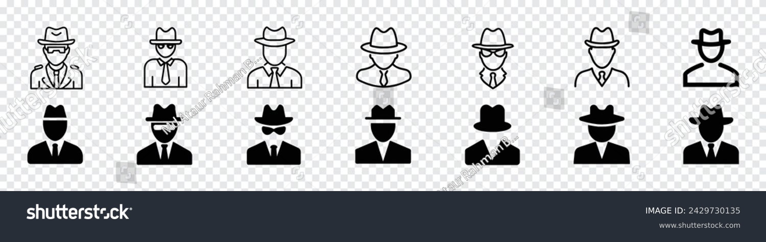 SVG of Spy agent icon, Spy agent icons, Agent icon. Spy sunglasses. Black icon of anonymous spy agent, detective icon. sign design svg