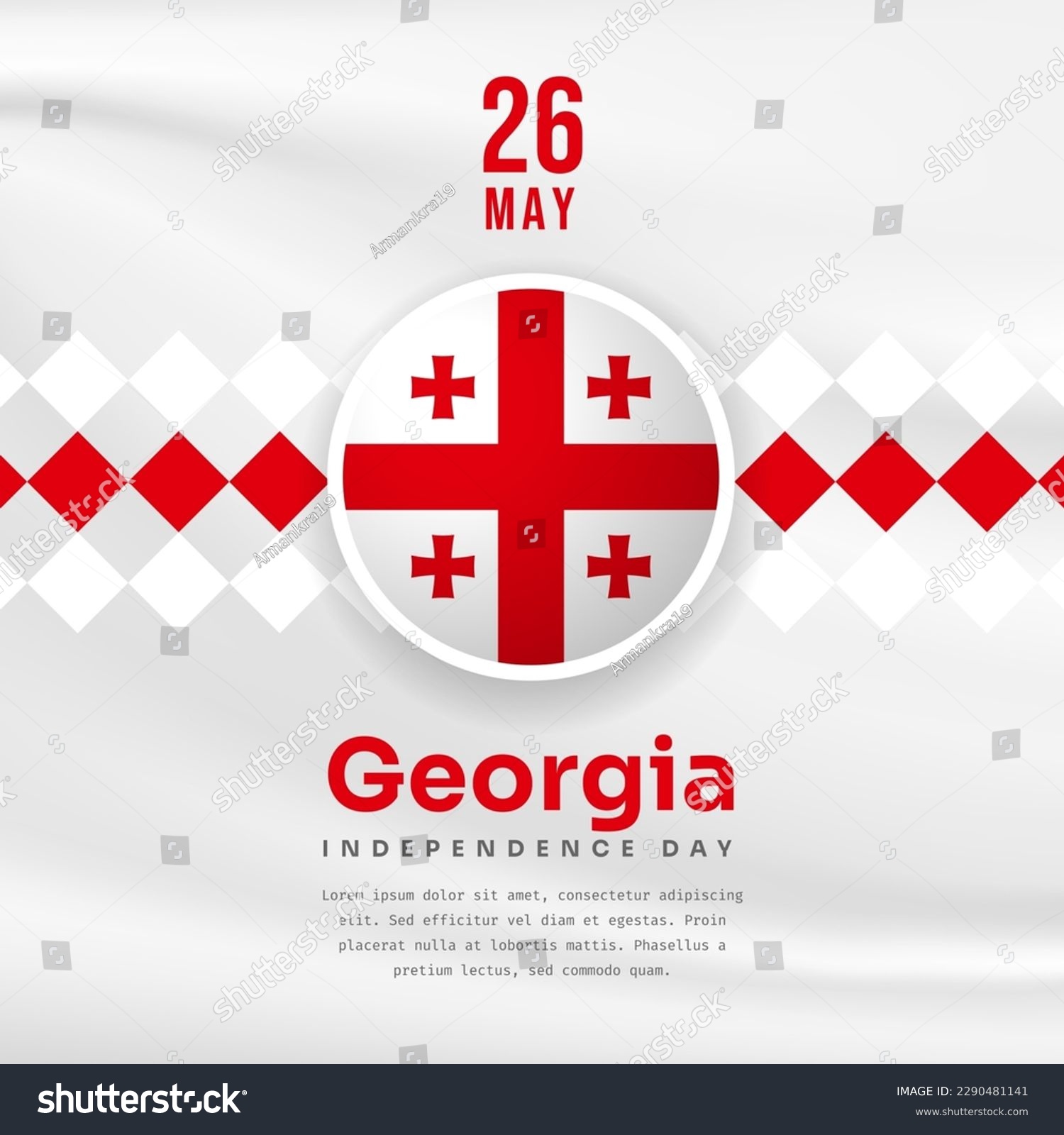 SVG of Square Banner illustration of Georgia independence day celebration with text space. Waving flag and hands clenched. Vector illustration. svg