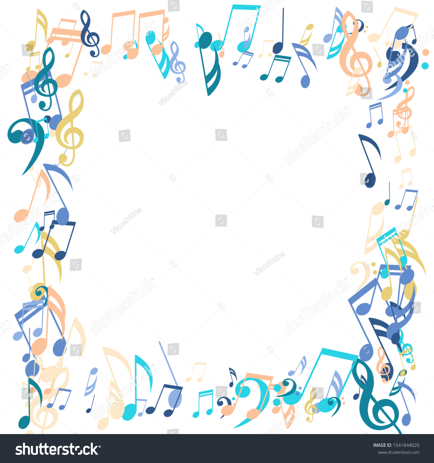 Square Frame Musical Notes Bass Treble Stock Vector (Royalty Free ...