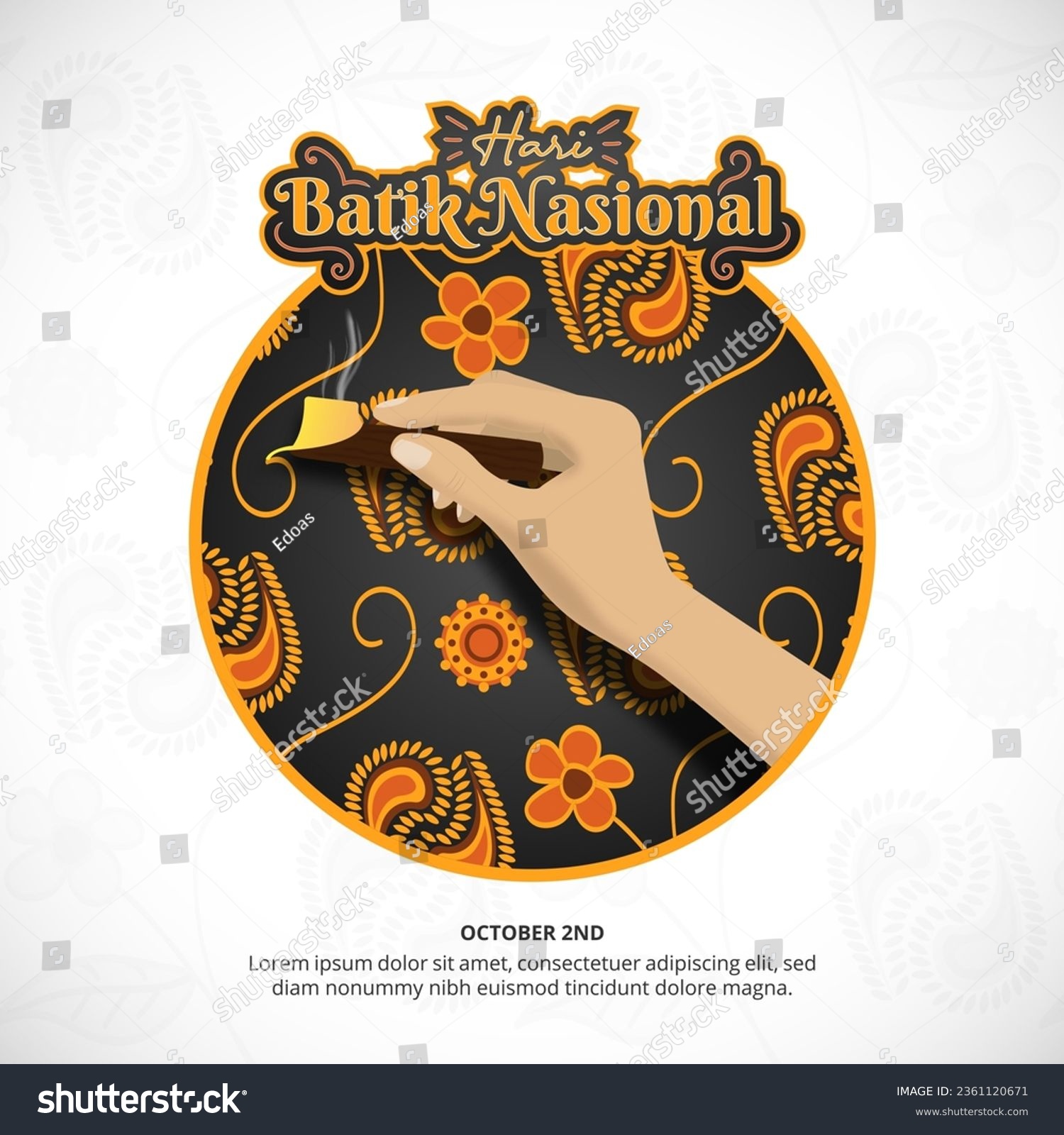 SVG of Square Hari Batik Nasional or National Batik Day background with batik pattern svg