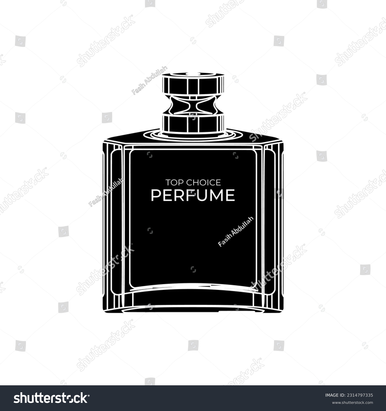 SVG of Square perfume bottle black fill icon, perfume glass bottle packaging vector illustration in trendy style. Popular perfume spray for men in the world. Top choice of editable graphic resources svg