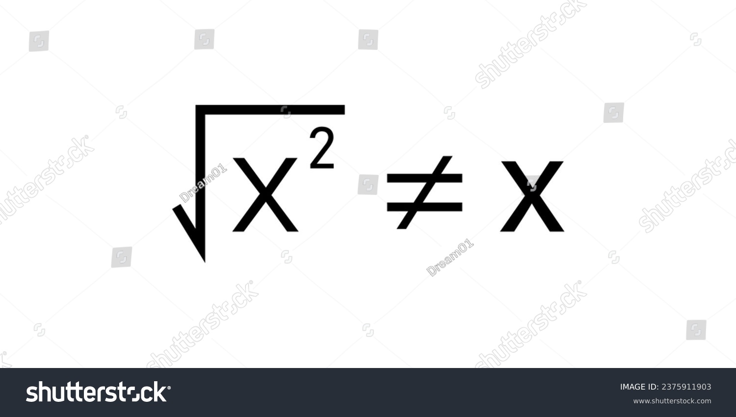 SVG of Square root of x squared not equal x in mathematics. Math resources for teachers and students. svg