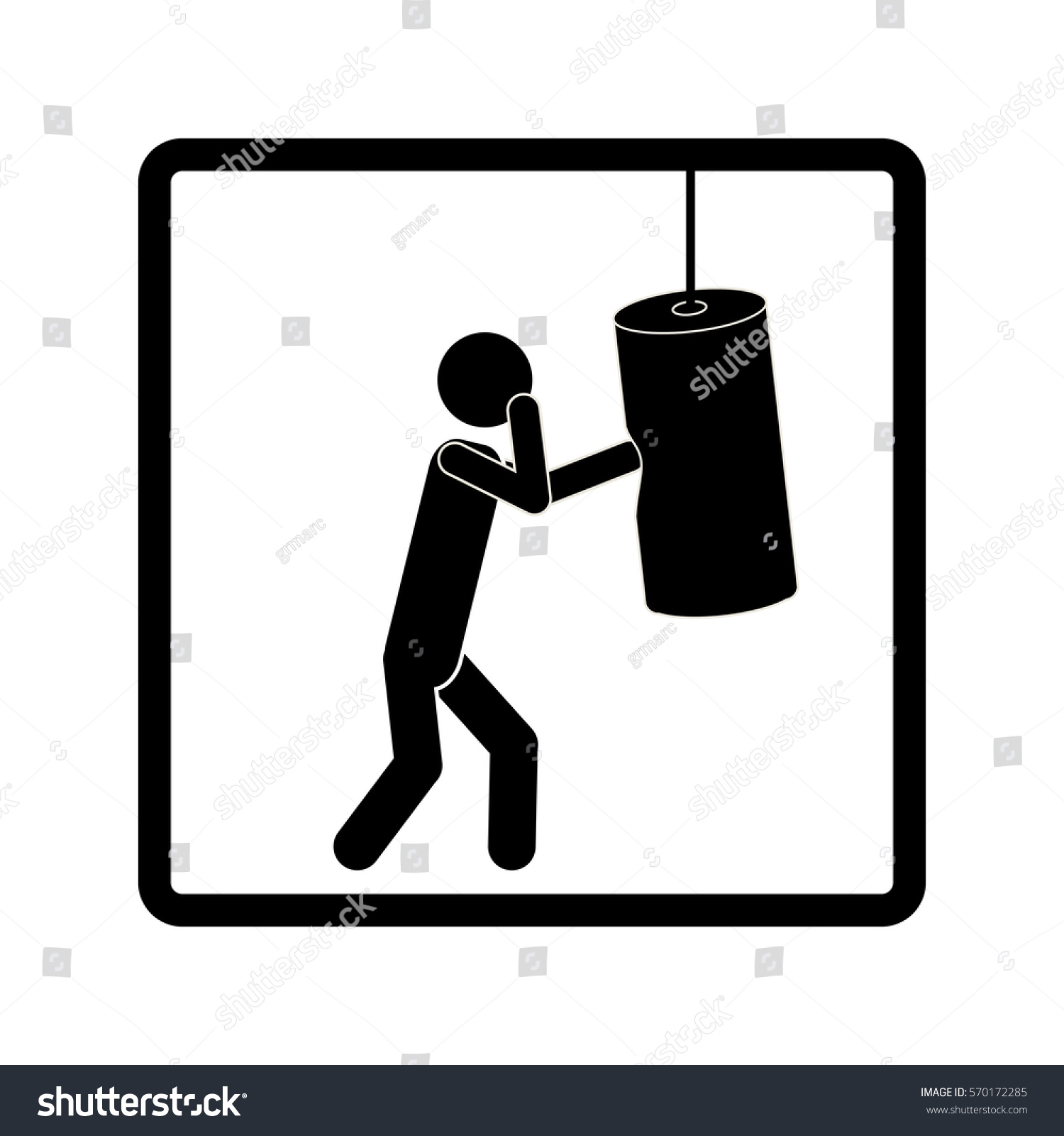 black boxing figure punching bag in frame clip art preview