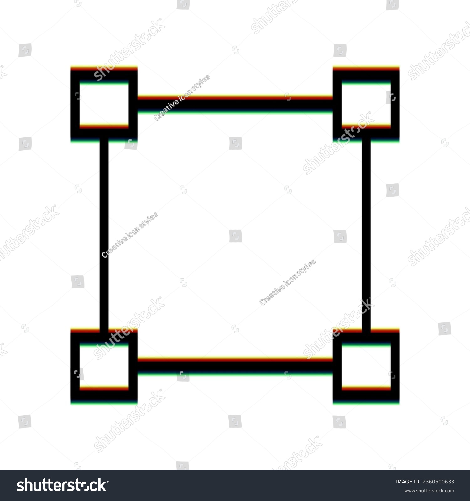 SVG of Square sign with anchors. Black Icon with vertical effect of color edge aberration at white background. Illustration. svg