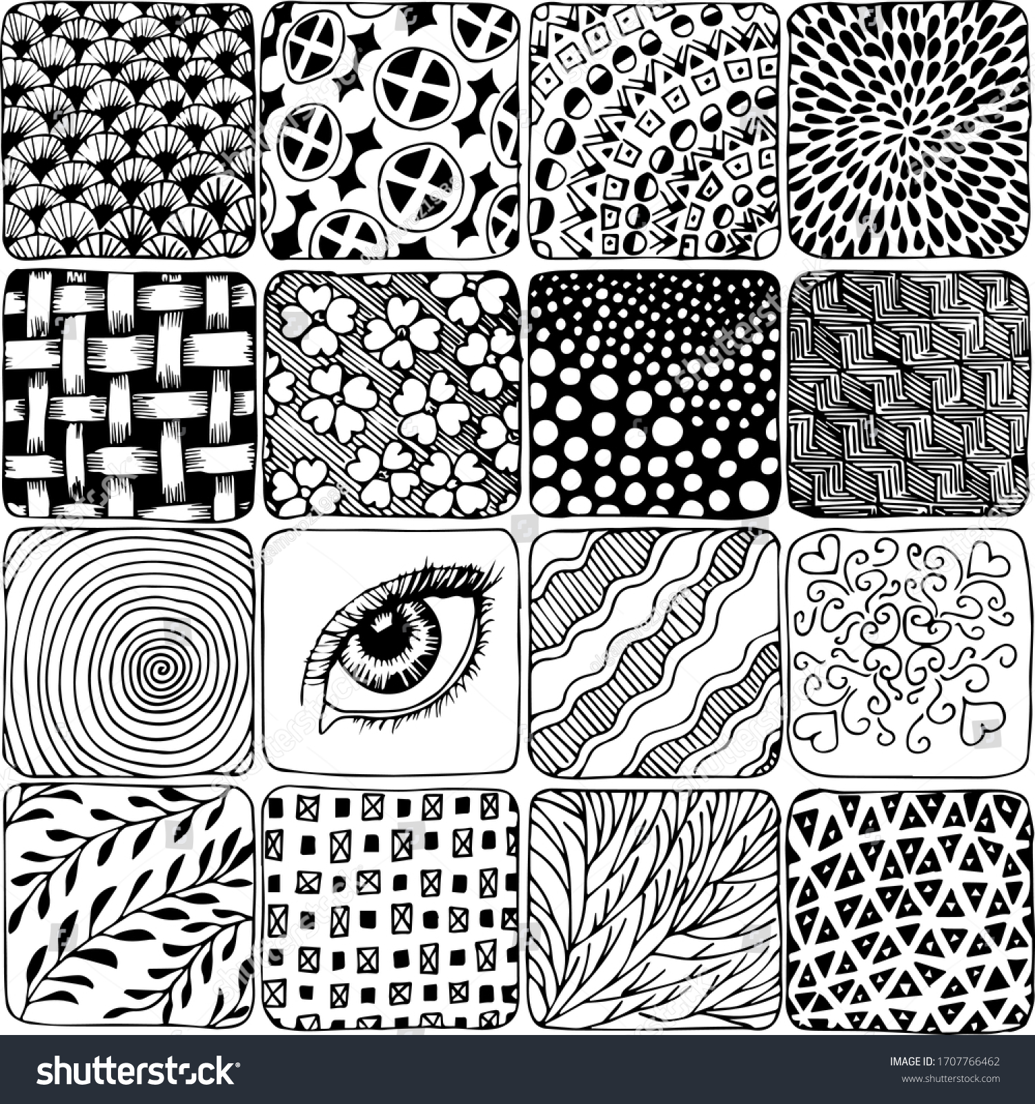 Squares Different Patterns Inside Different Patterns Stock Vector ...