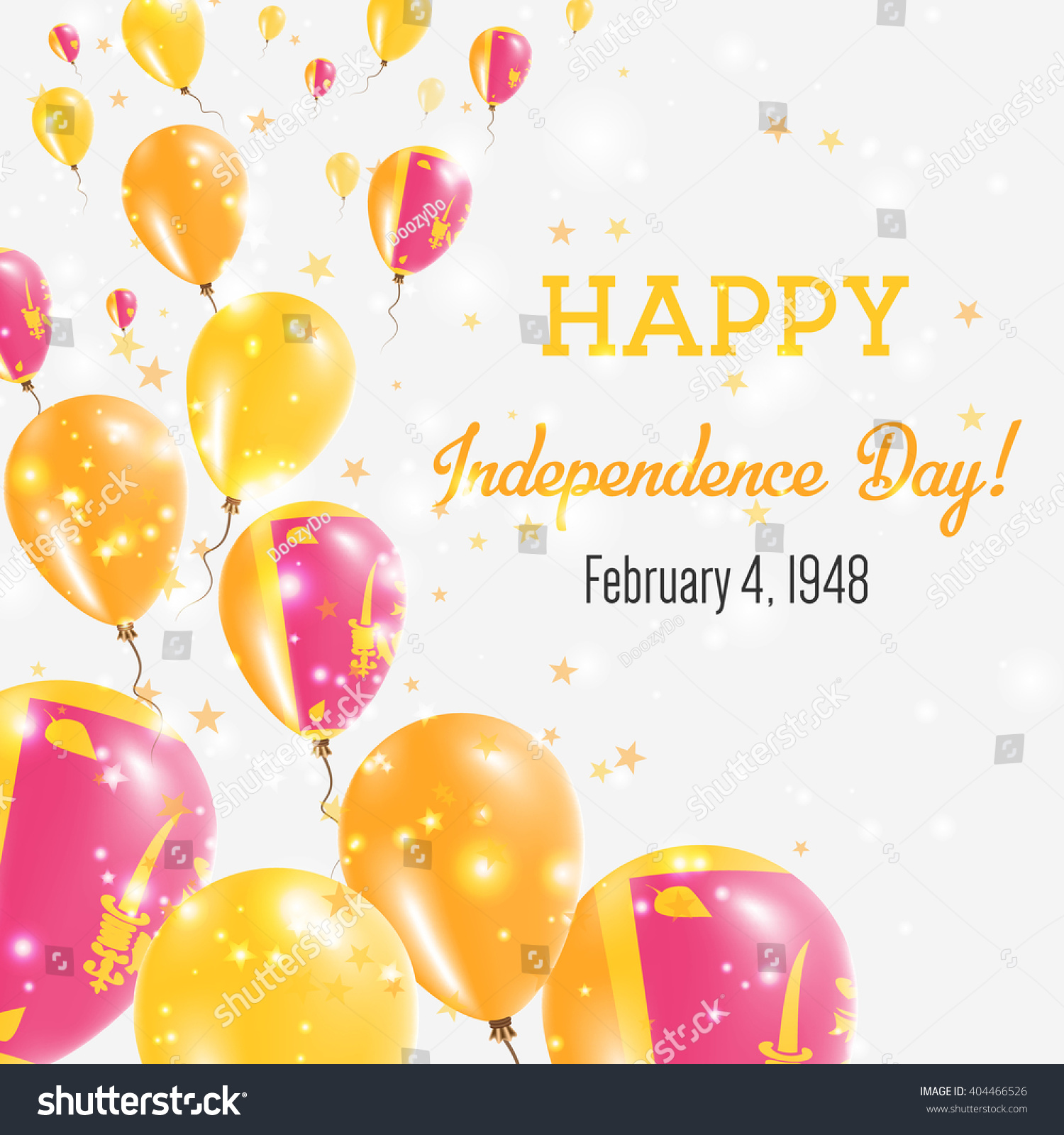 Sri Lanka Independence Day Greeting Card Flying Balloons In Lankan National Colors Happy