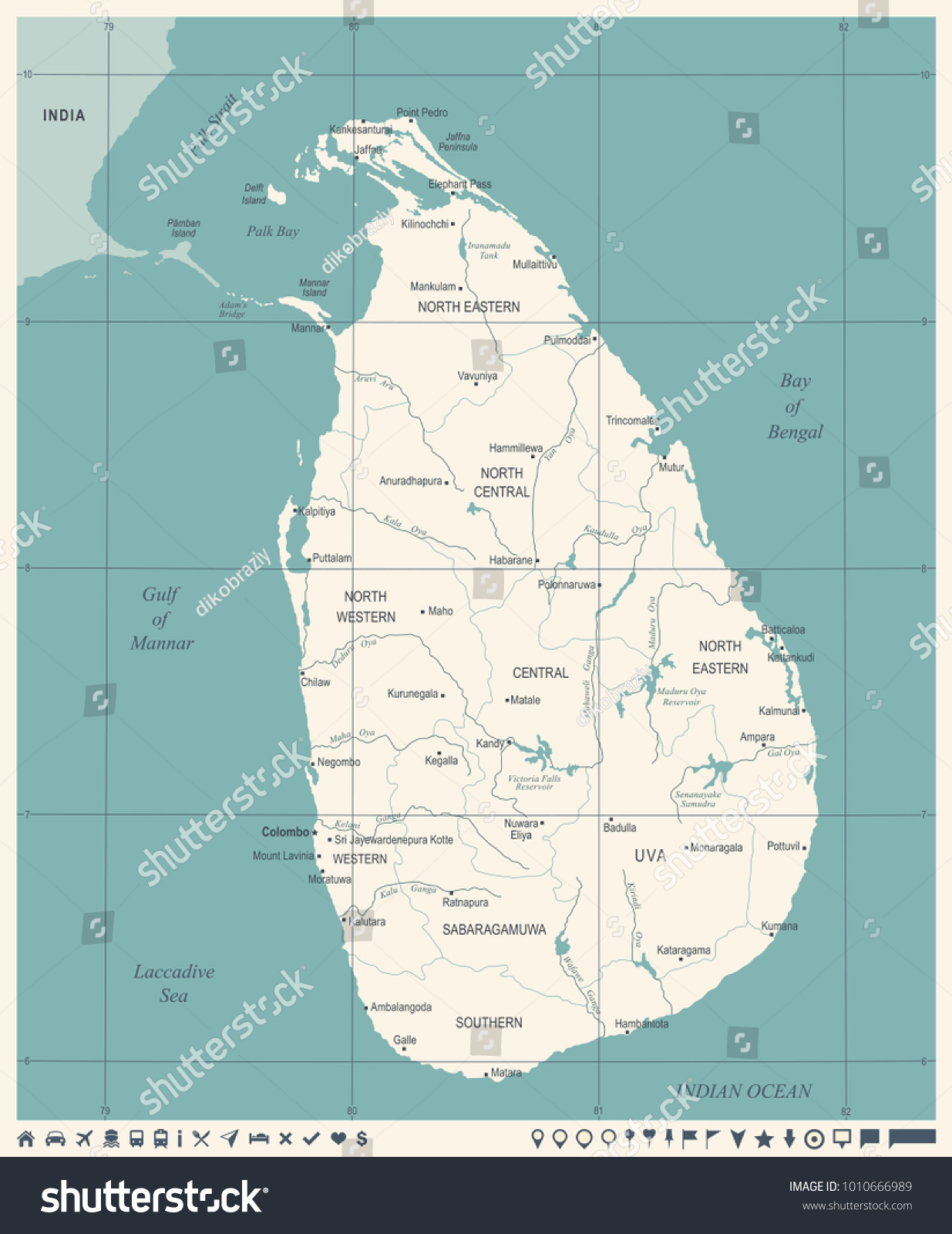 Sri Lanka Map Vintage High Detailed Stock Vector (Royalty Free ...