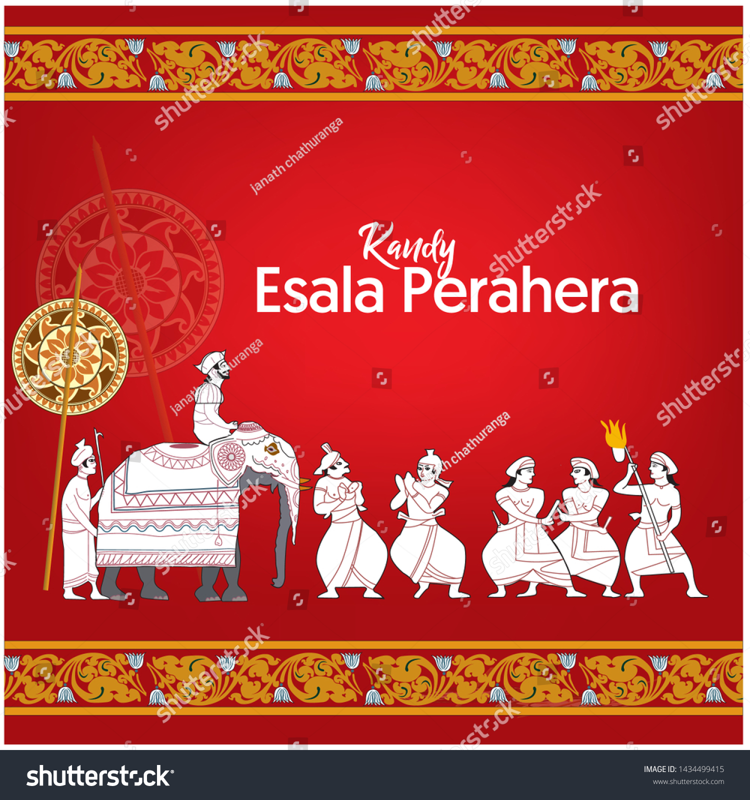 Sri Lankan Kandy Esala Perahera Festival Stock Vector (Royalty Free ...