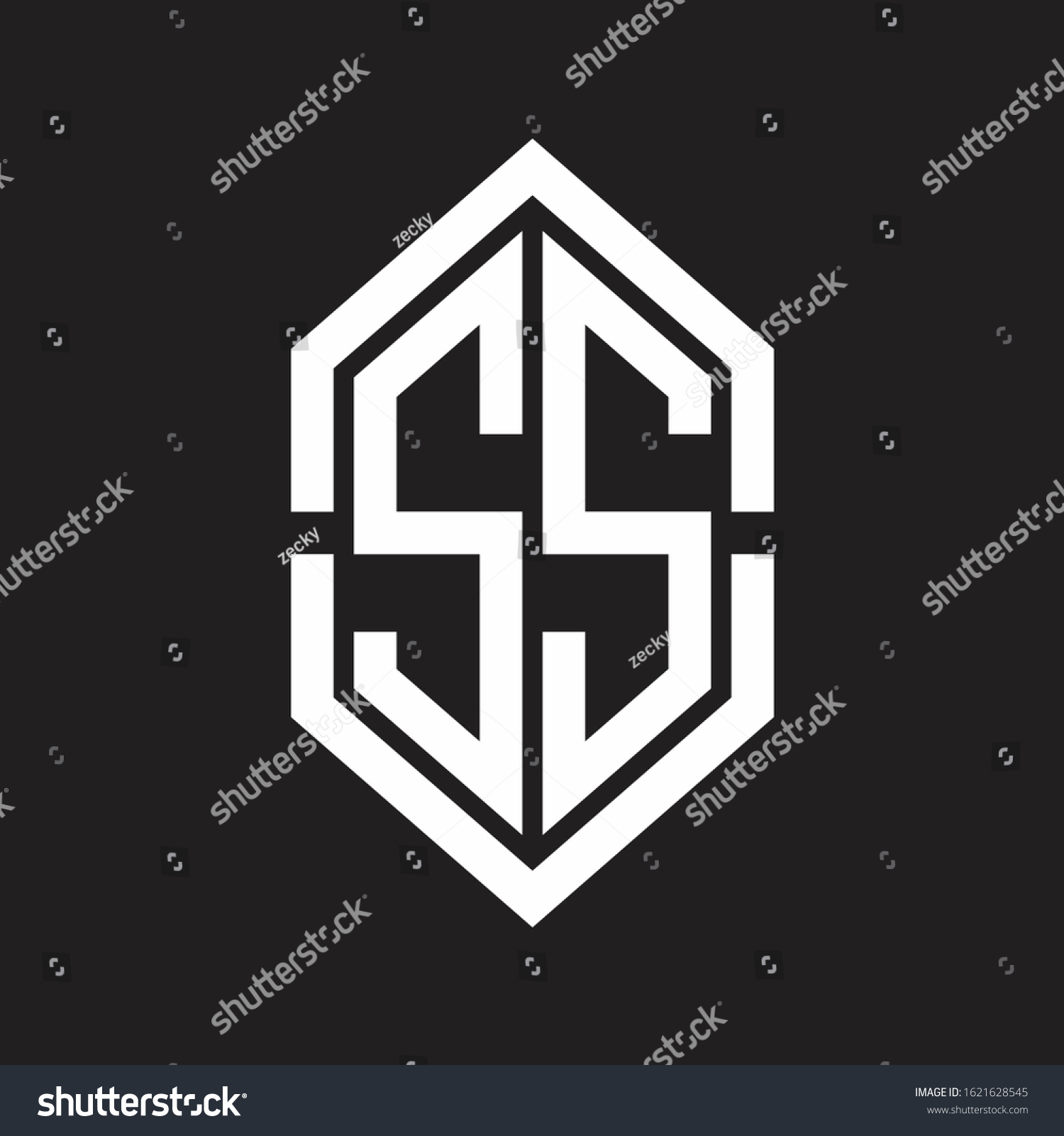 Ss Logo Monogram Hexagon Shape Outline Stock Vector (Royalty Free ...