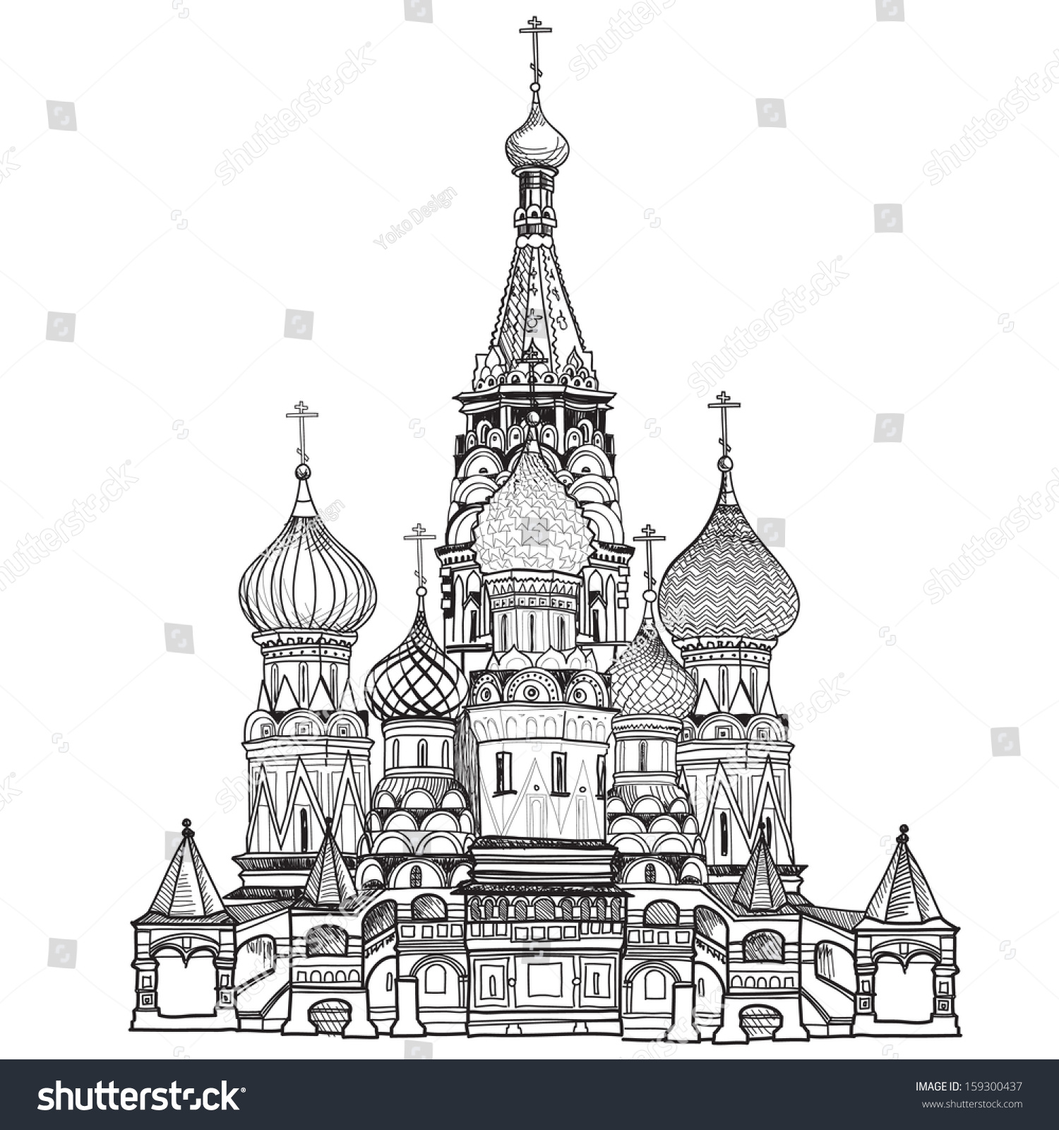 Cathedrale Saint Basile Place Rouge Moscou Russie Image Vectorielle De Stock Libre De Droits 159300437