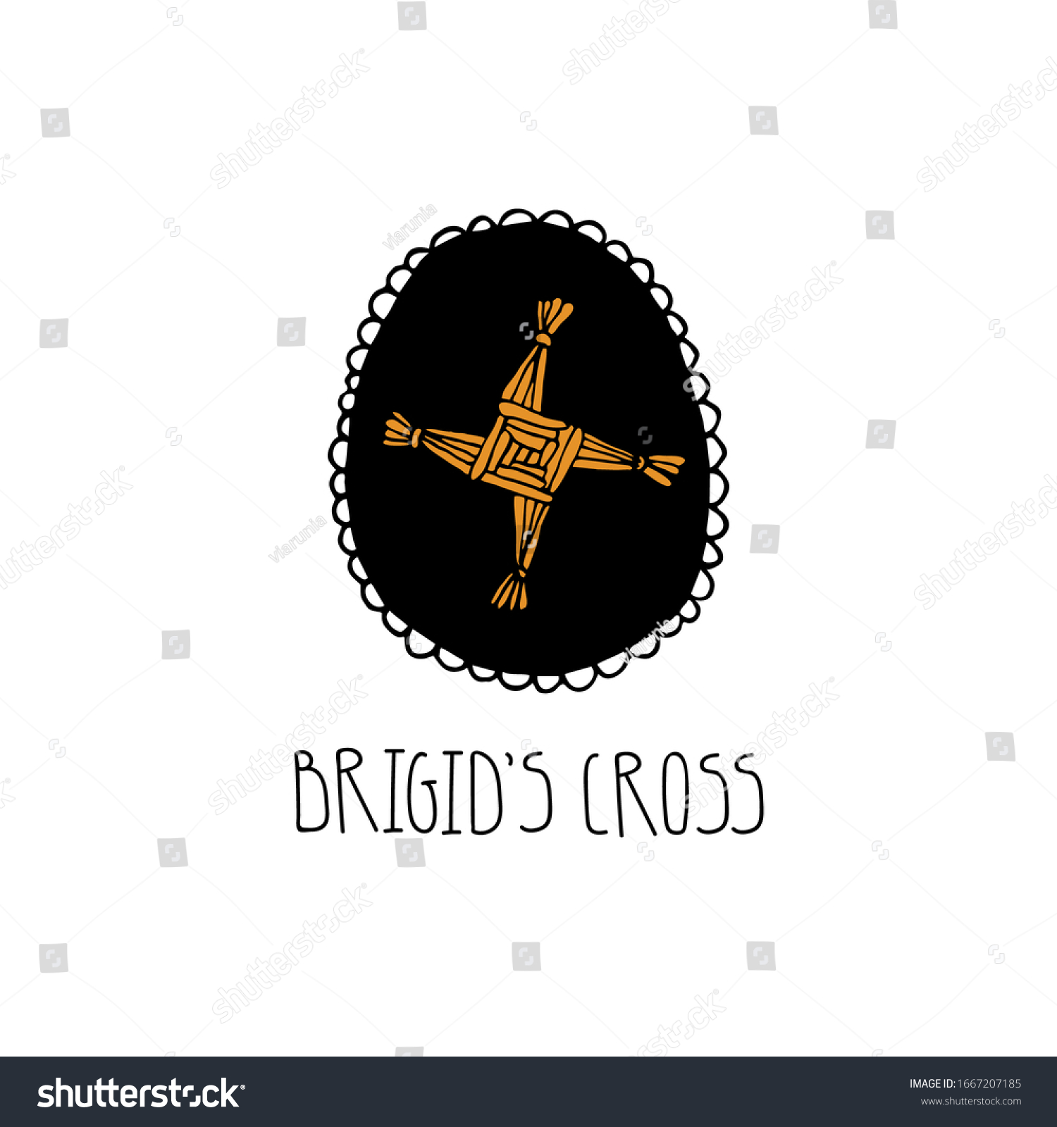 SVG of St. Brigid's cross vector illustration in a hand drawn medieval style. Imbolc celebration and wheel of the year concept. Vintage logo, emblem with lettering svg