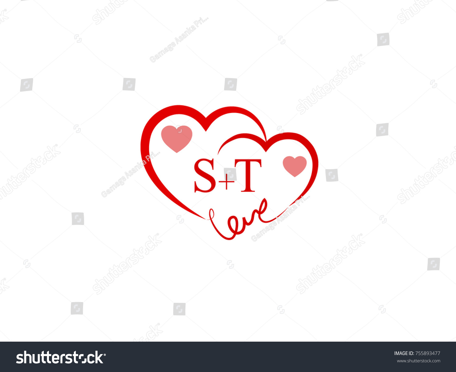 St Initial Wedding Invitation Love Logo Stock Vector Royalty Free