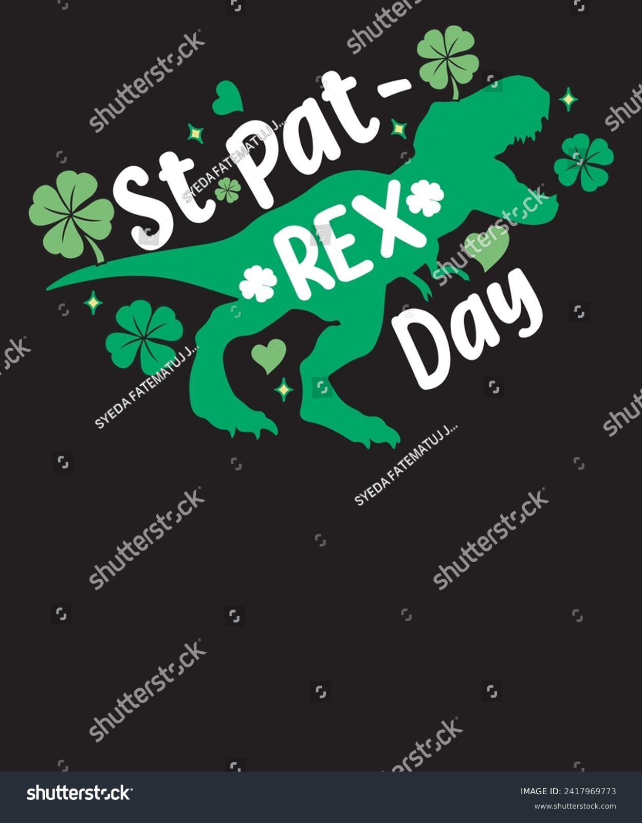 SVG of St. Pat-Rex Day Lucky Dinosaur Kids Patrick's Day T shirt Design svg