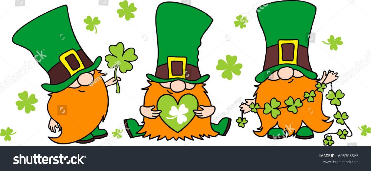 St Patricks Day Irish Gnomes Clover Stock Vector Royalty Free