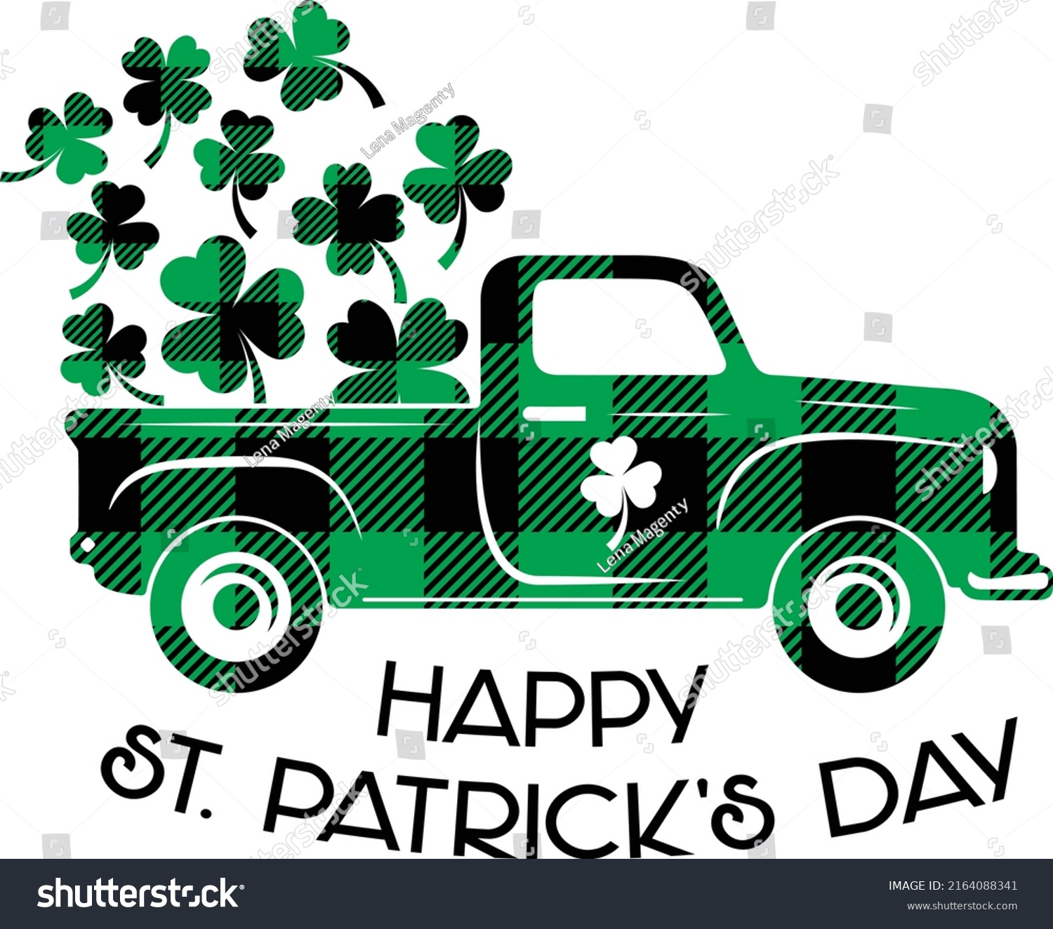 SVG of St Patrick's day truck Buffalo plaid vector svg