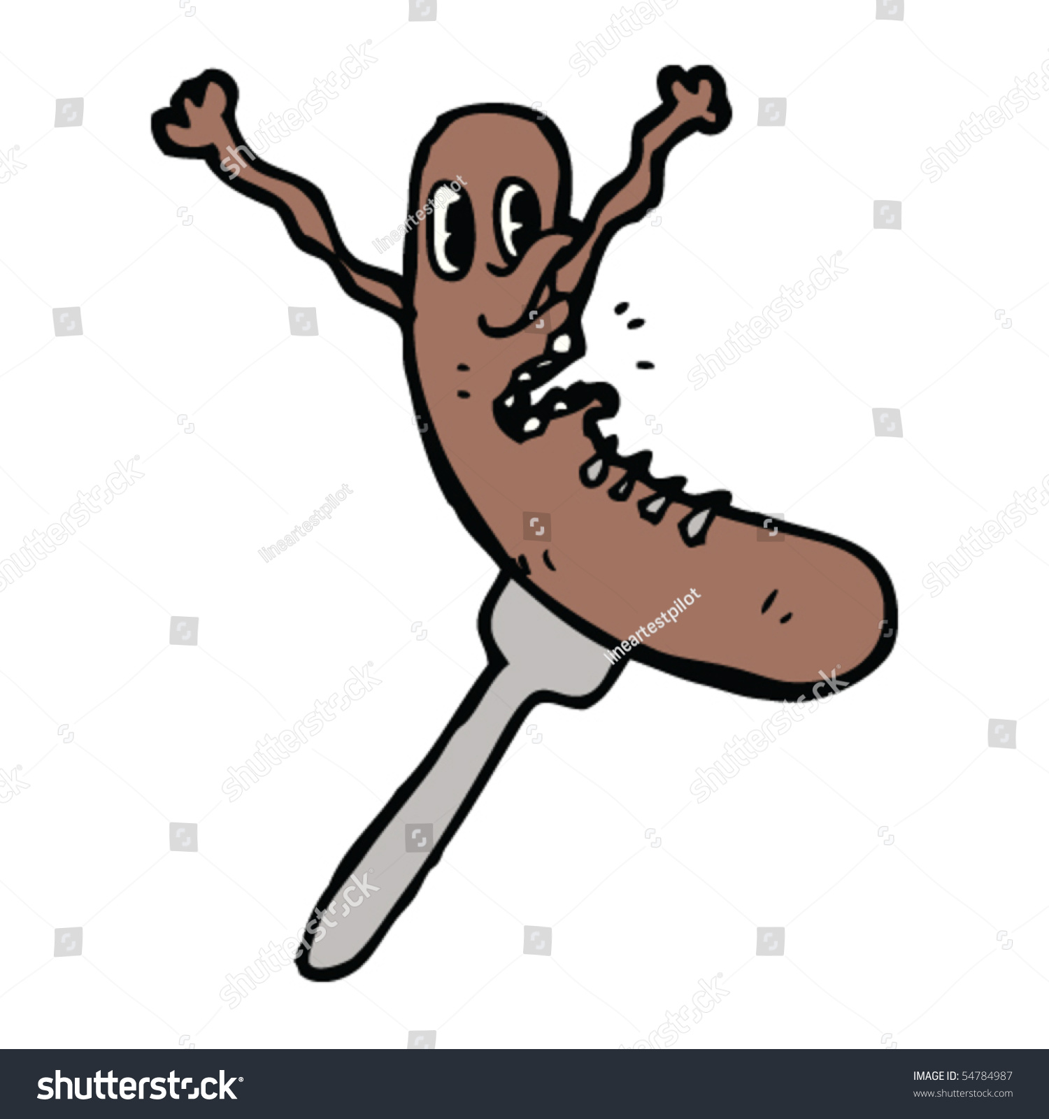 Stabbed Sausage Cartoon Stock Vector Illustration 54784987 : Shutterstock