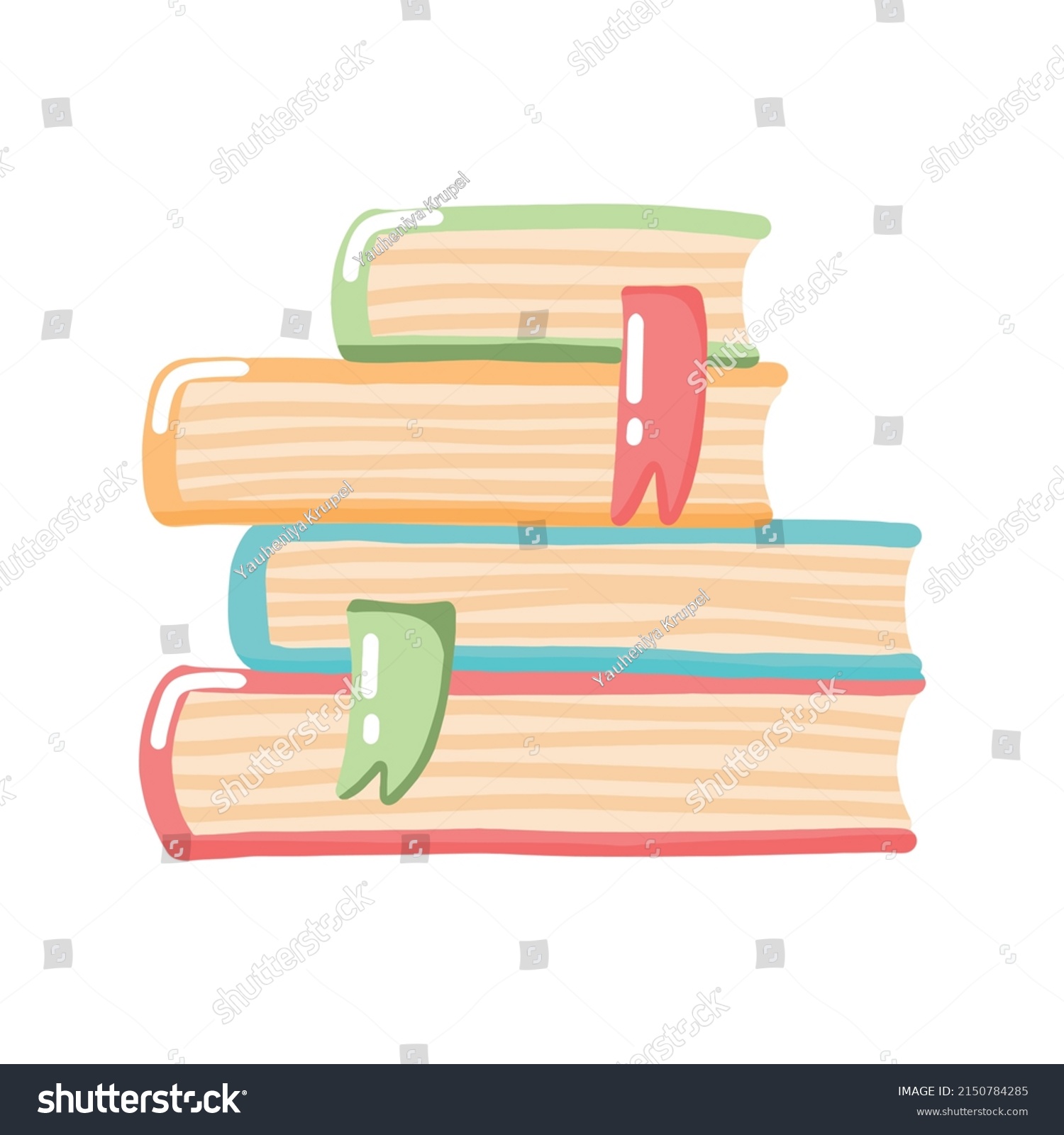 Stack Books Cartoon Style Stack Books Stock Vector (Royalty Free ...