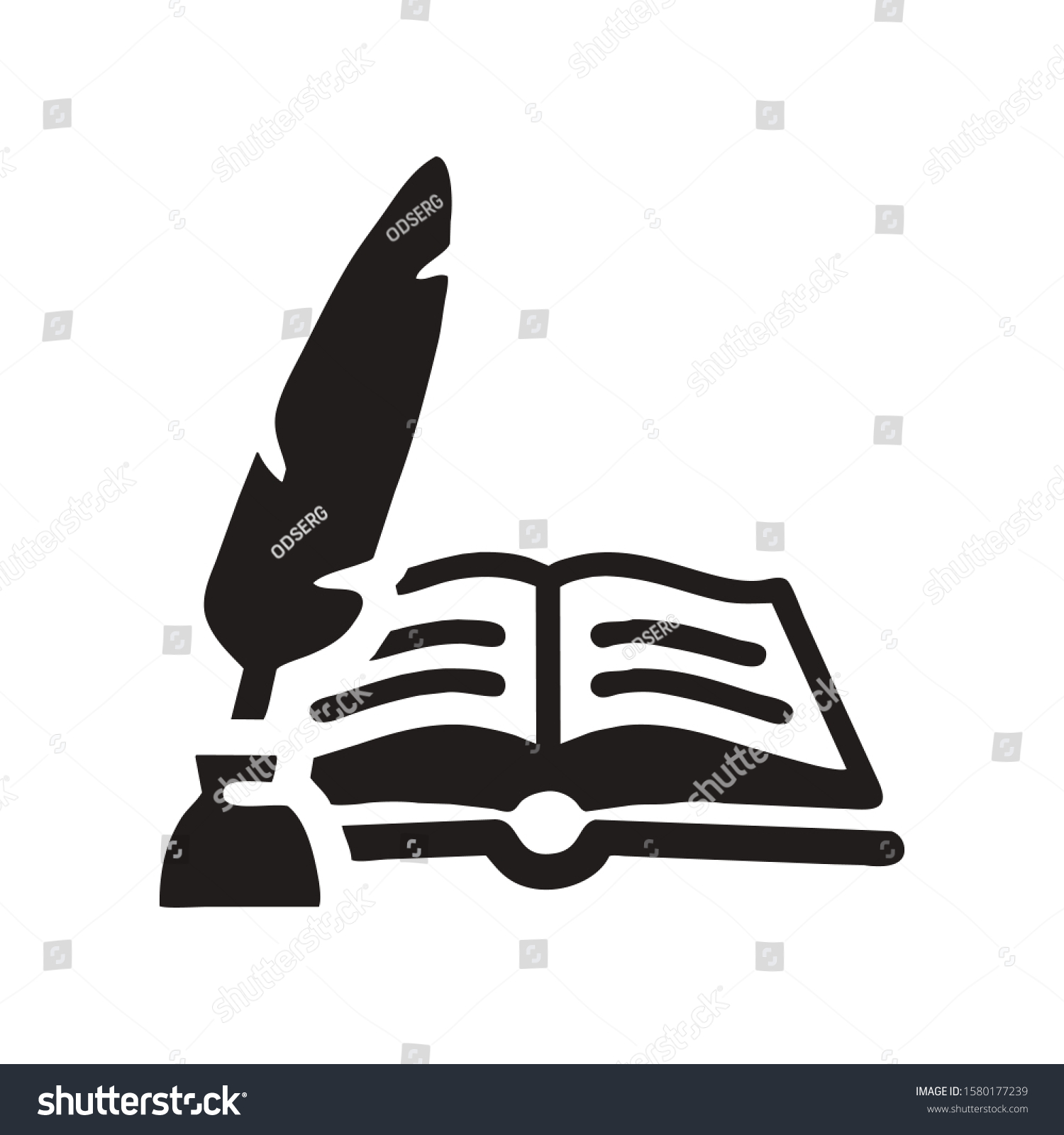 Stack Books Paper Pencil Scroll Quill Stock Vector (Royalty Free ...