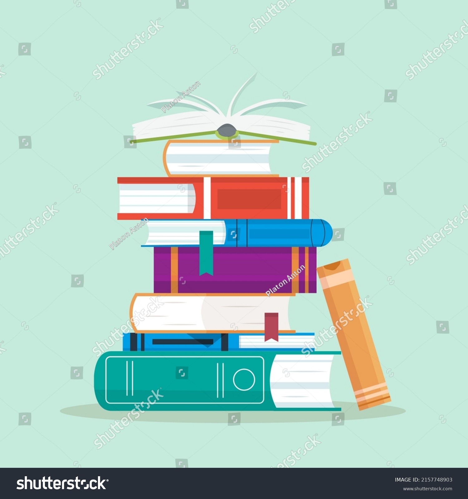 Stack Books School Books Pile Education Stock Vector (Royalty Free ...